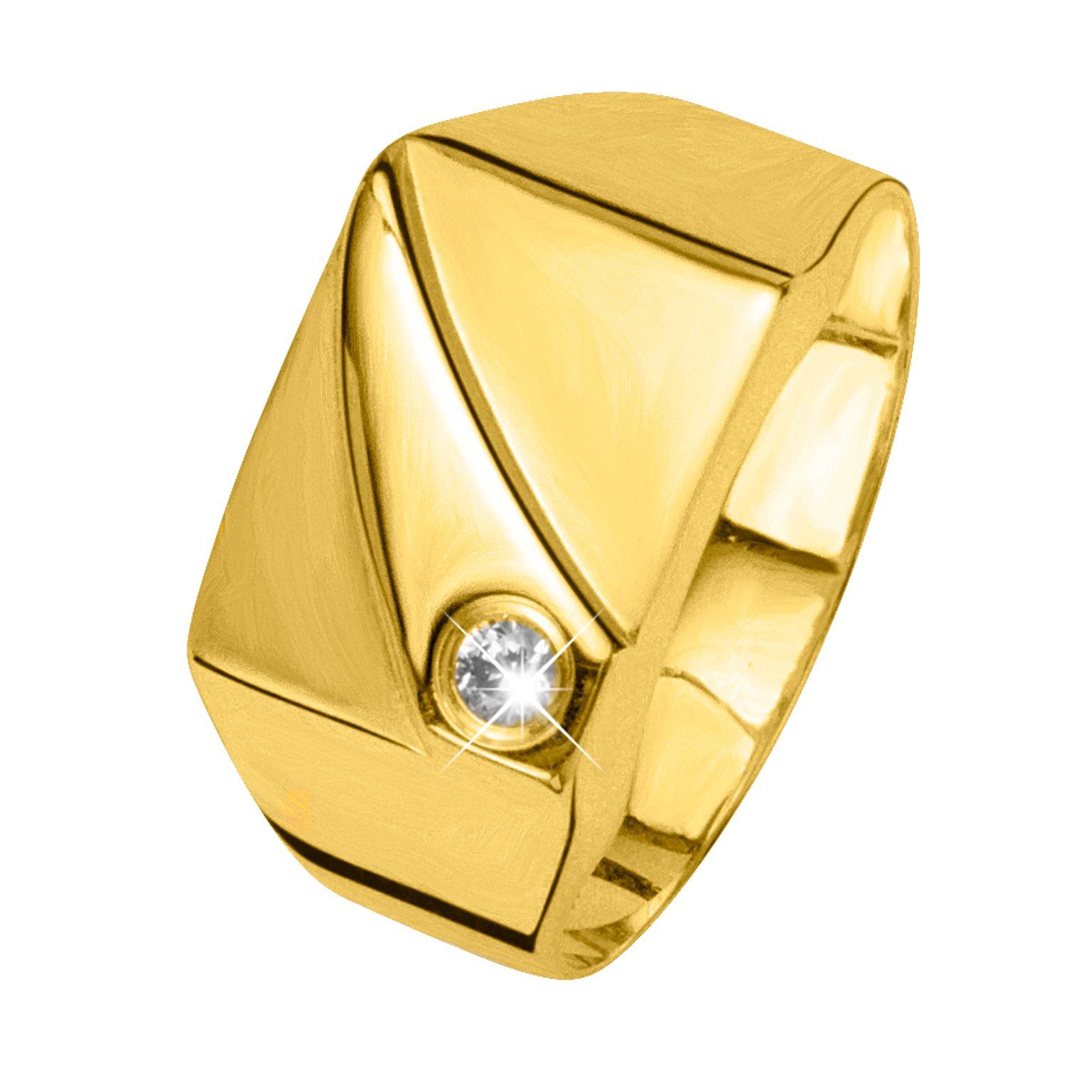 LUCARDI Siegelring Ring - 585 Gold - Gold - Zirkonia - Herren