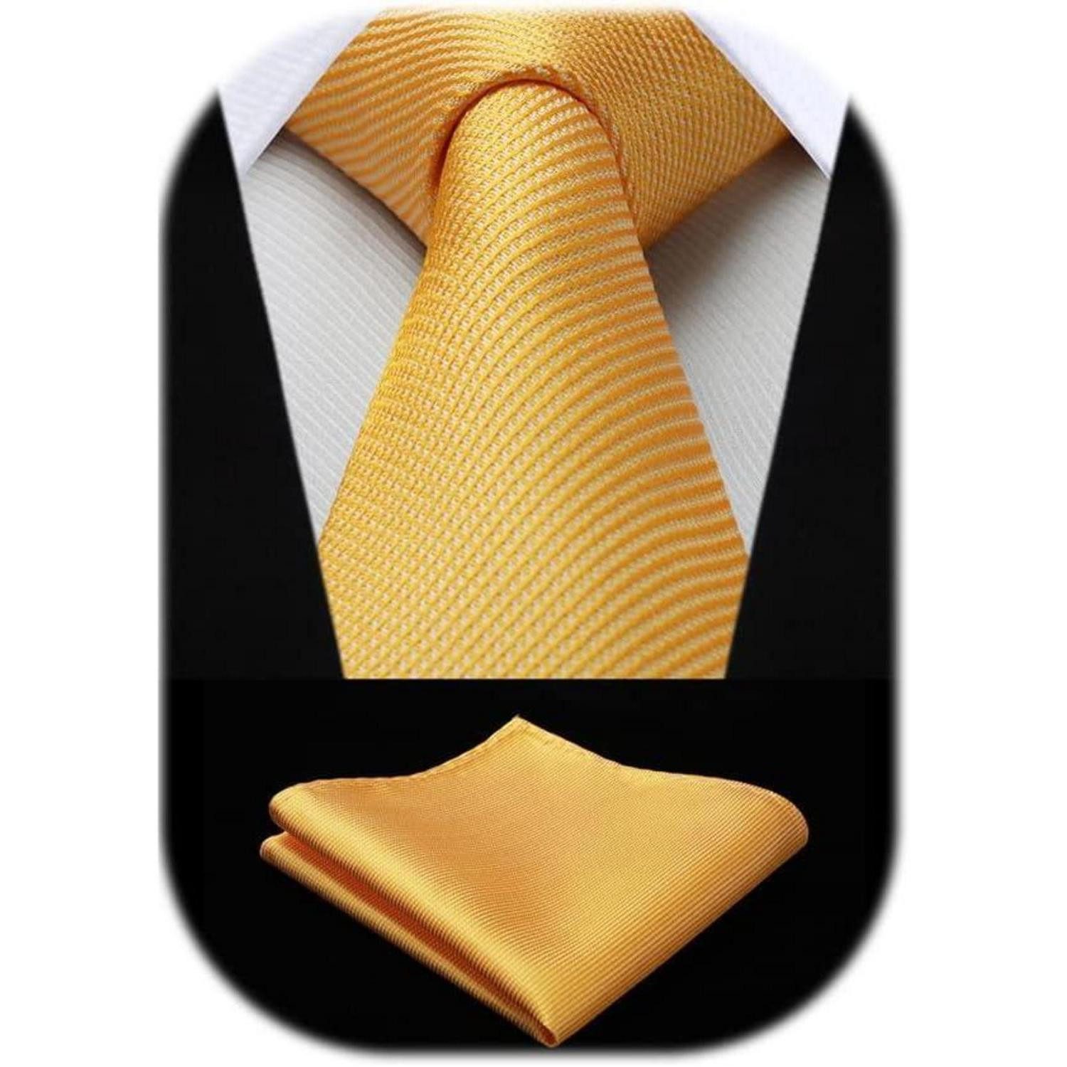 LuxusKollektion Krawatte Krawatte Herren Einstecktuch Set Hochzeit Party Einheitsgröße Gelb 1