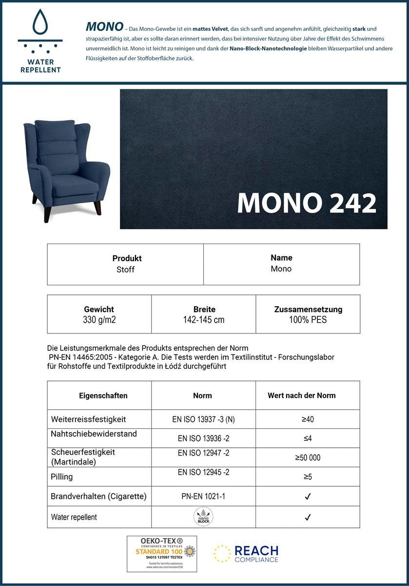 Bettkasten modernes 242) mit Polsterbett Metallbeine (mono Beautysofa Magic Blau cm), Stil, Boxspringbett 141/161/181 Veloursstoff (im mit aus