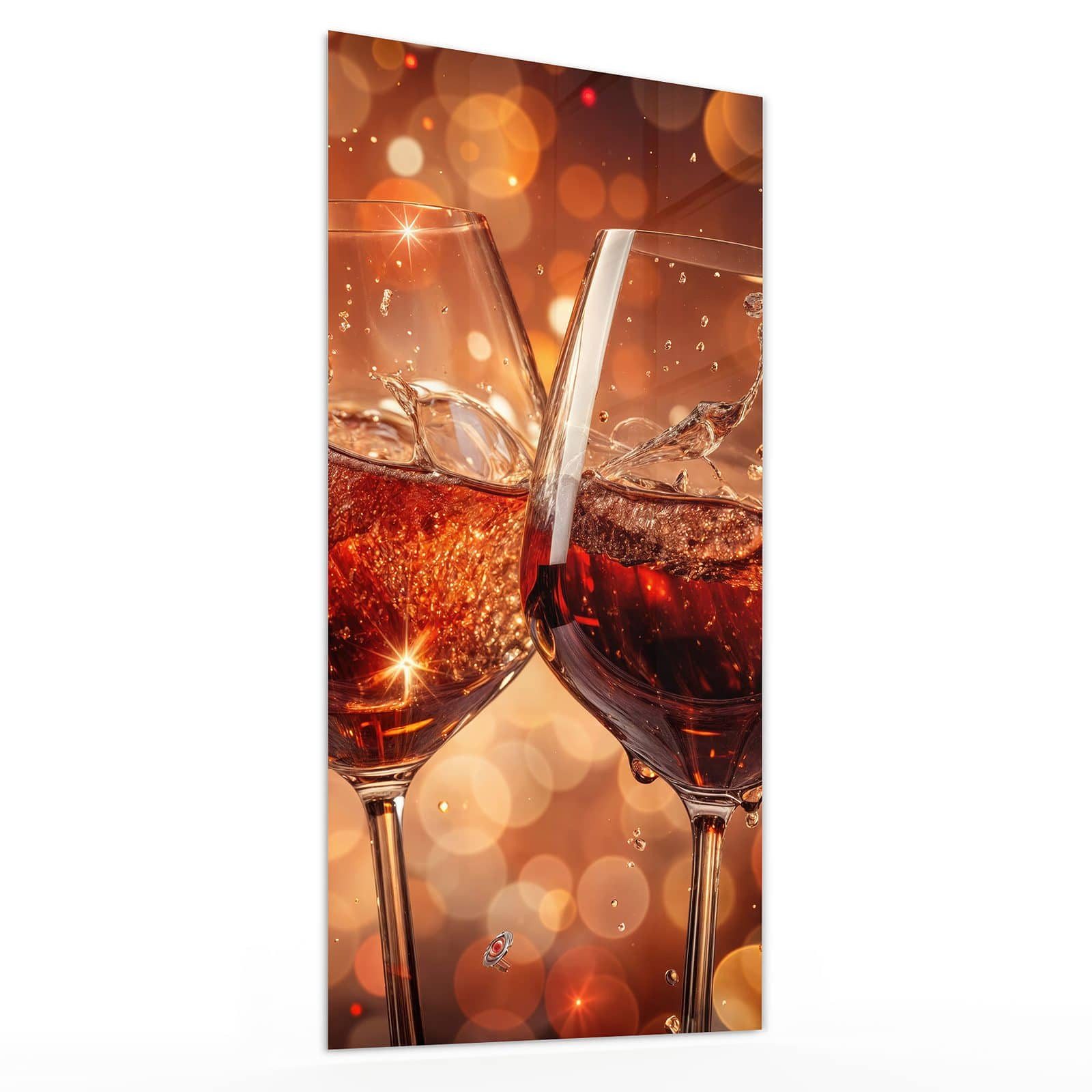 Primedeco Glasbild Wandbild Weingläser Festlich mit Aufhängung, Getränke (21 verschiedene Größen, 1 St), Elegante Aufhängung