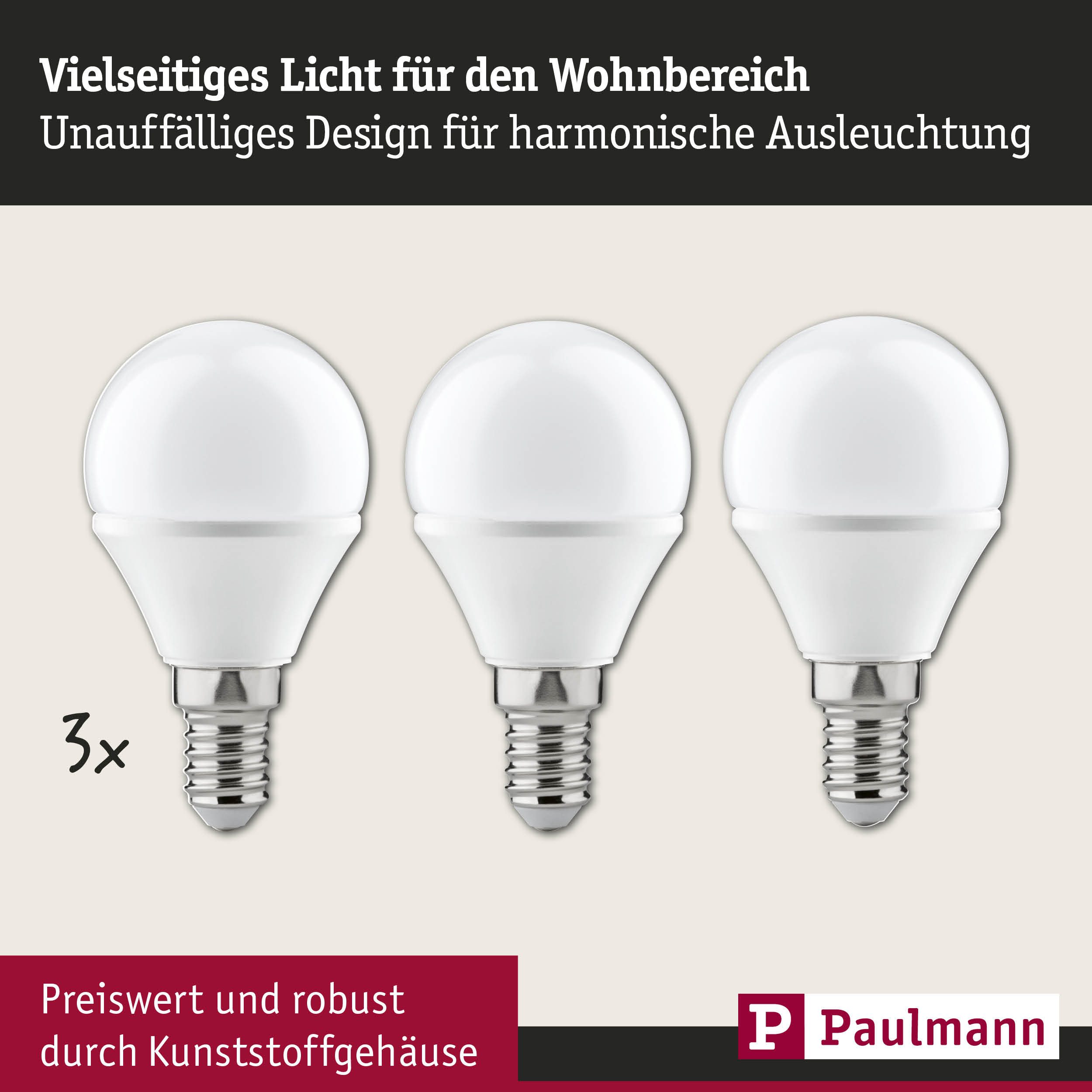 Paulmann LED-Leuchtmittel Tropfen 4W E14 230V Warmweiß 3er-Pack, 3 St., Warmweiß, 2700 Kelvin