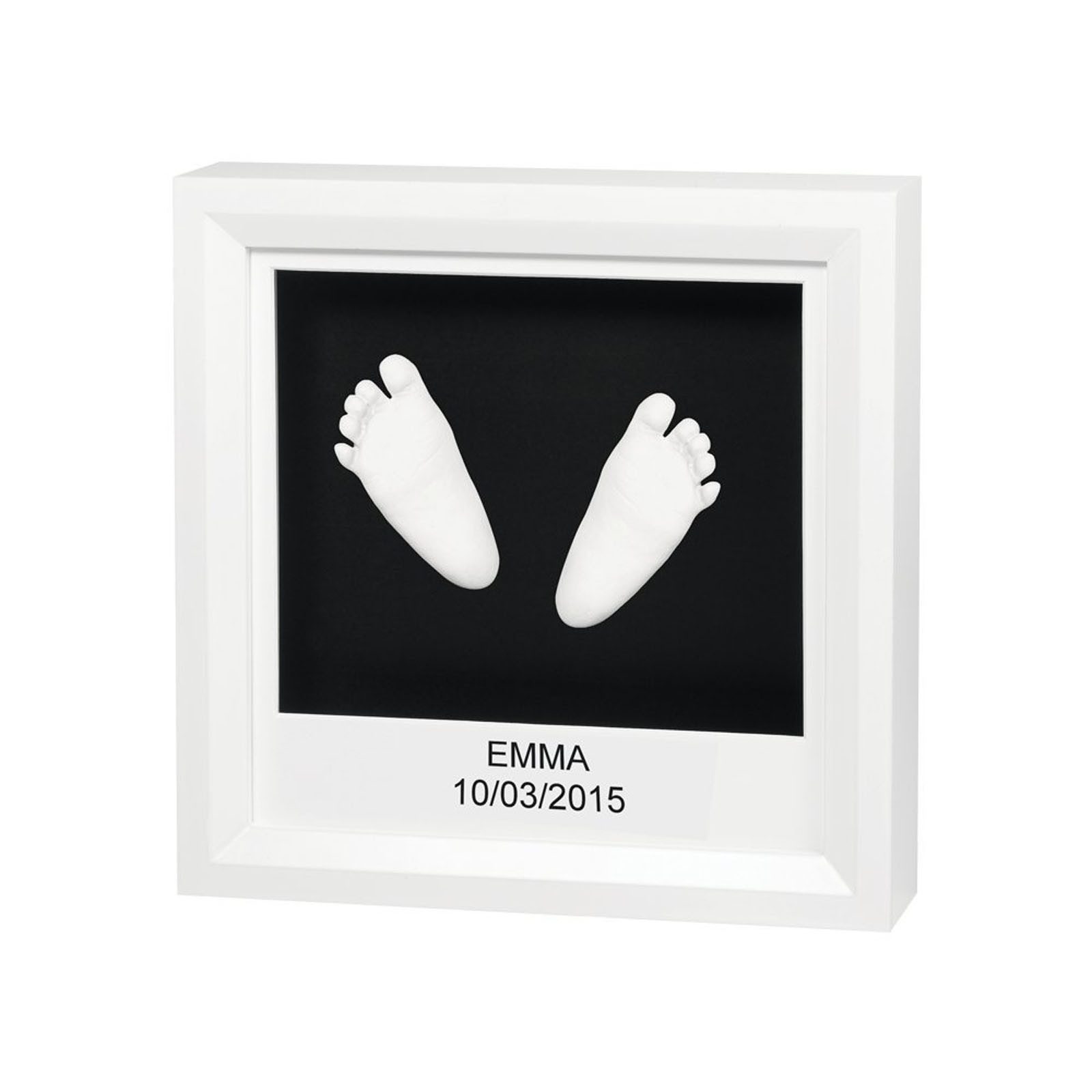 BABY ART Handabdruck-Set 3D Baby Hand & Fuß Gipsabdruck Fußabdruck Handabdruck, Komplettset 21x21x5 cm Schwarz Weiß mit Bilderrahmen