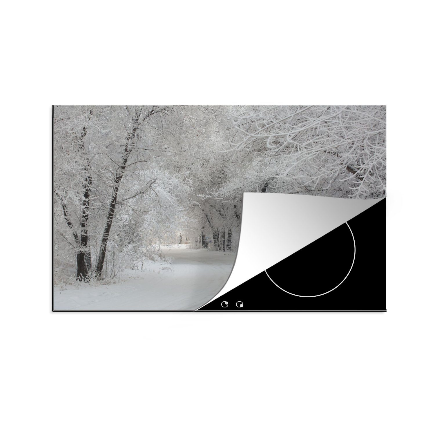 Bäume küche, Vinyl, Ceranfeldabdeckung MuchoWow (1 Induktionskochfeld Winter, Schnee die 80x52 - - tlg), Herdblende-/Abdeckplatte für Schutz cm,