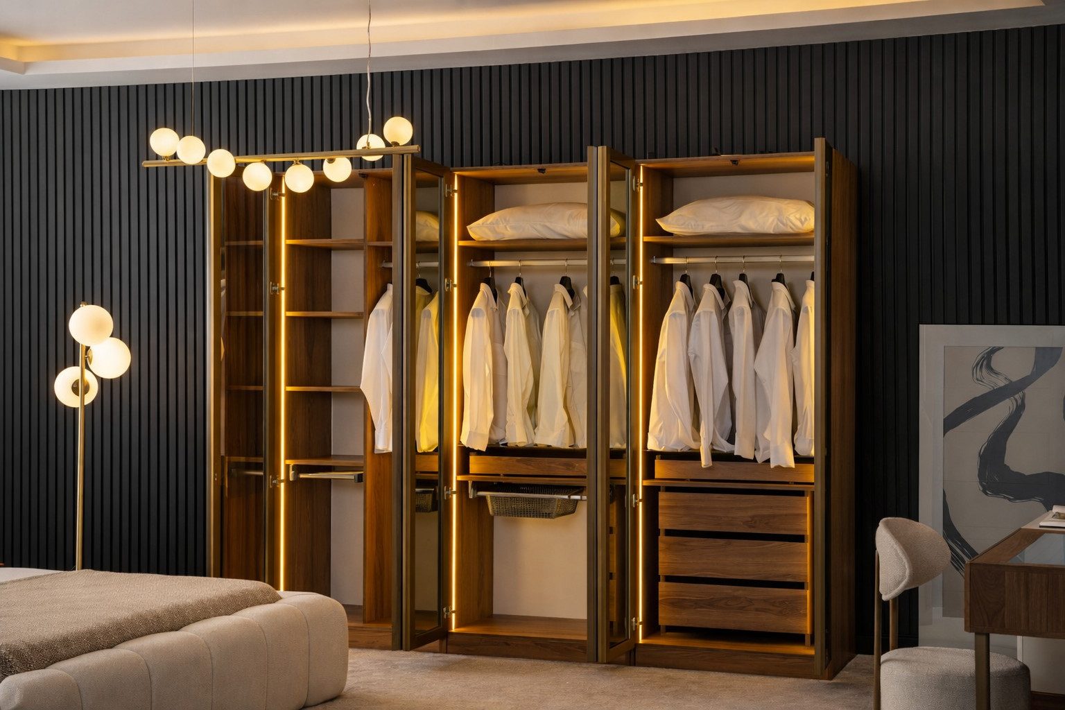 JVmoebel Eckschrank Eckschrank mit Glasfront und integrierter Kleiderstange günstig online kaufen