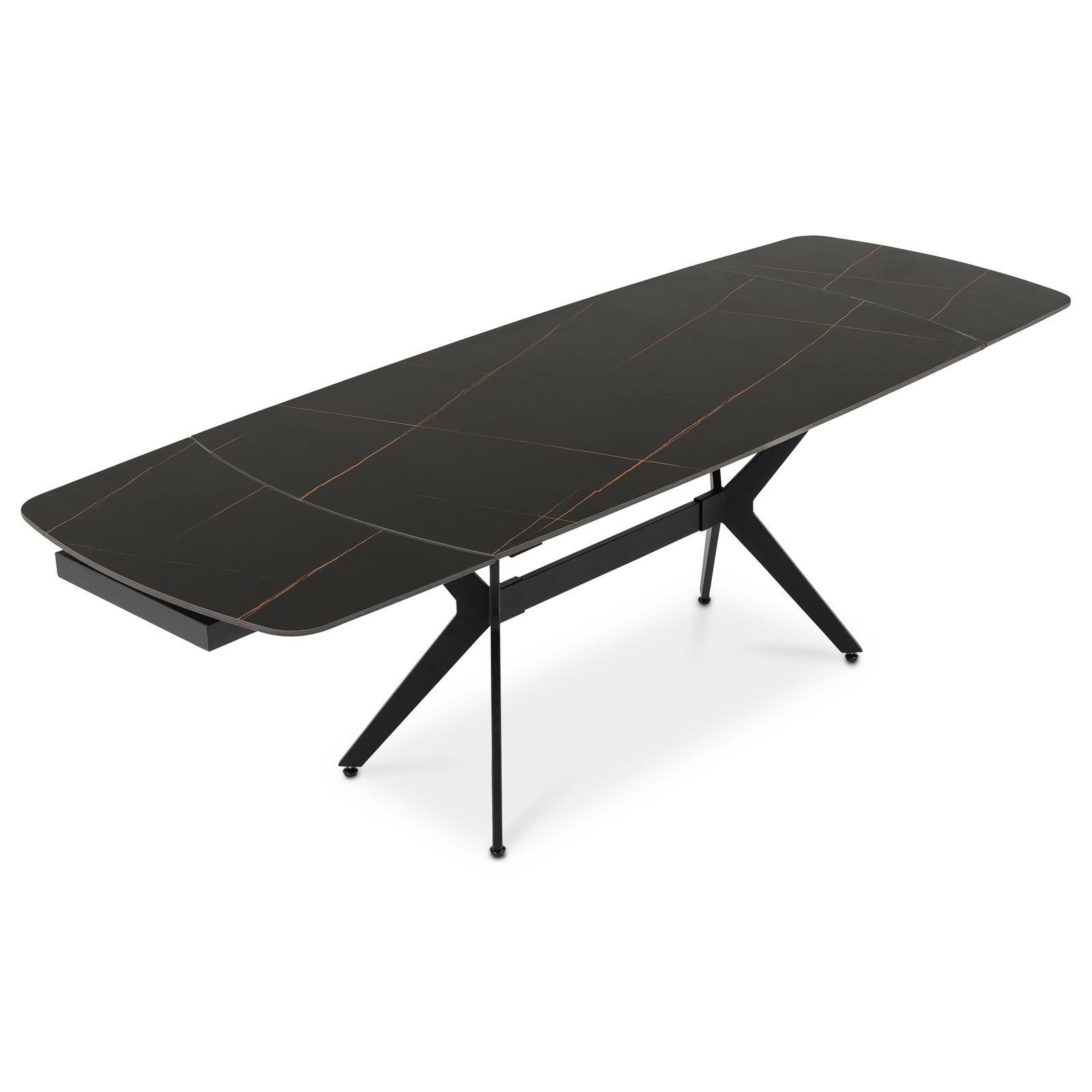 IDIMEX Esstisch LEANA, Esszimmertisch ausziehbar 160-240 x 90 cm mit Keramikplatte Schwarz