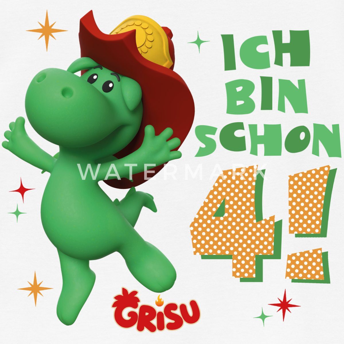 Spreadshirt T-Shirt Grisu Der Kleine Drache Geburtstagsdesign 4 Jahre Kinder T-Shirt (1-tlg)