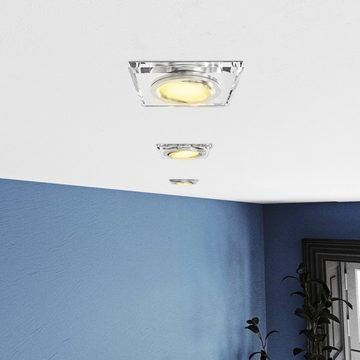 SSC-LUXon LED Einbaustrahler Flacher Glas LED Einbauspot schwenkbar quadratisch mit LED Modul 230V, Extra Warmweiß