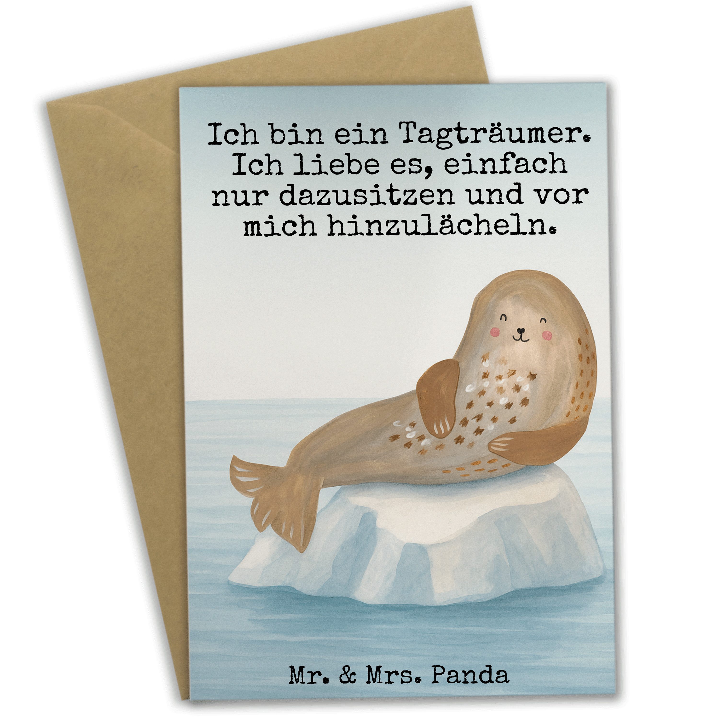 Mr. & Mrs. Panda Grußkarte Robbe Lachen Design, Klappkarte, Weiß, Ostsee, Seehund, weihnachtskar, Geschenk dankeskarten jubiläumskarte