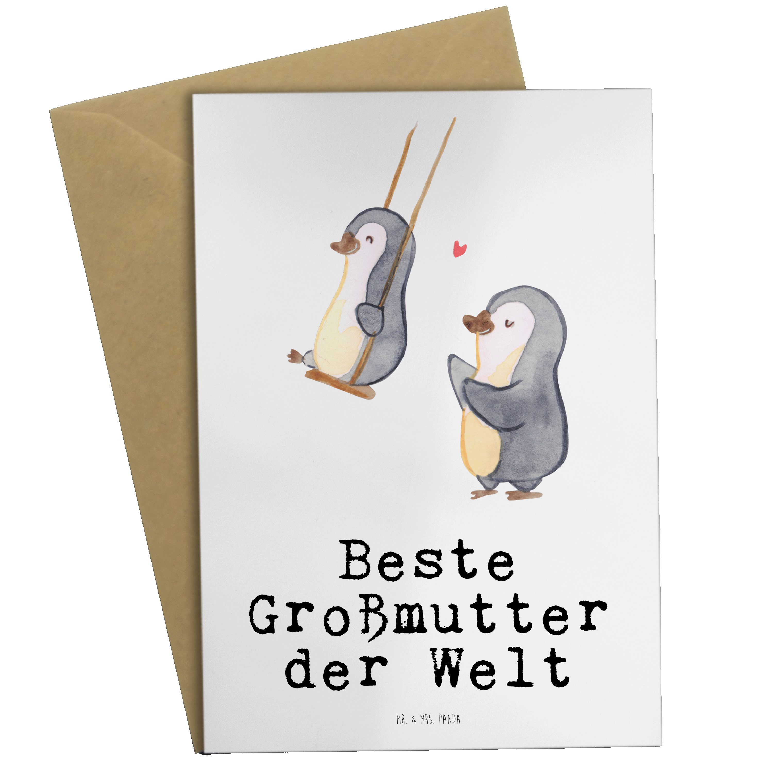 Mr. & Mrs. Panda Grußkarte Pinguin Beste Großmutter der Welt - Weiß - Geschenk, für, Einladungsk