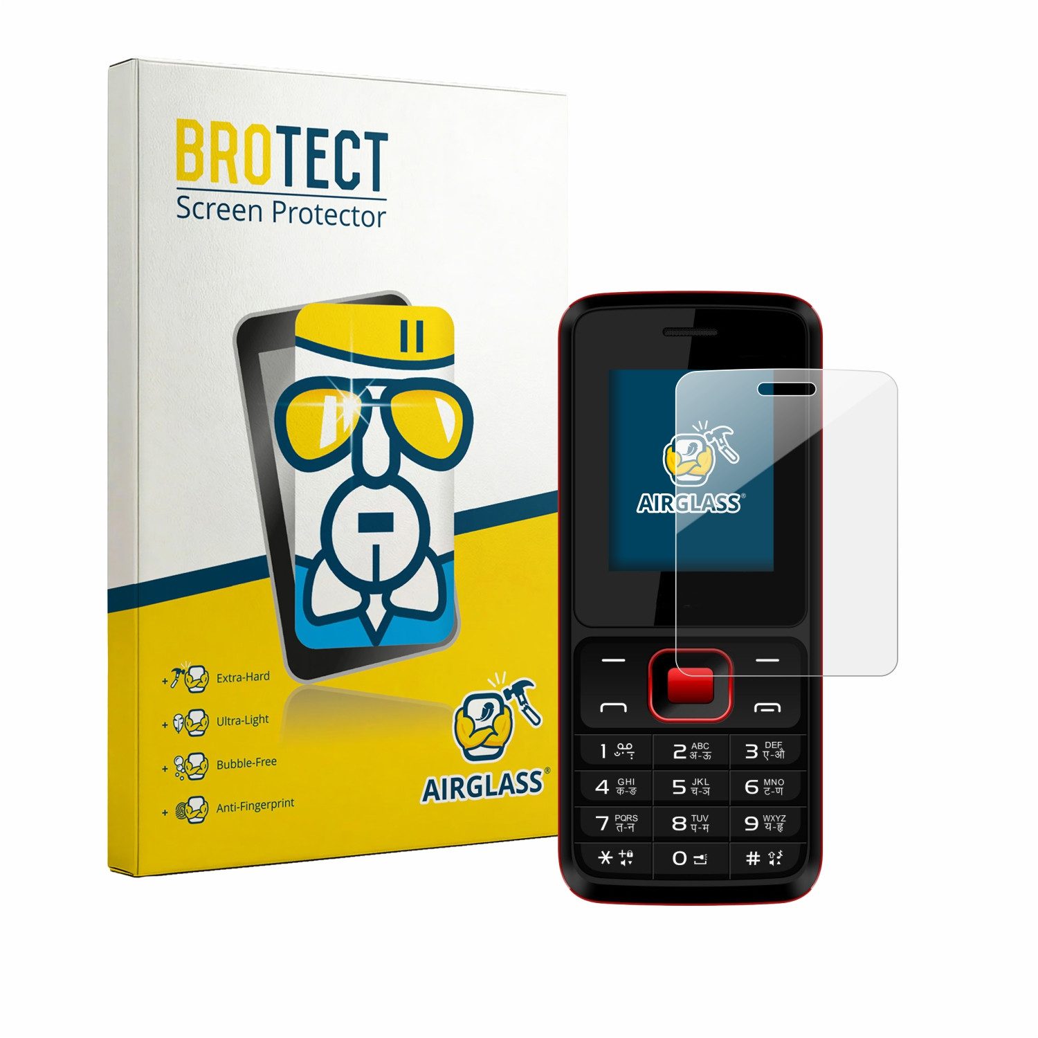 BROTECT Displayschutzglas Folie für Karbonn K19 Rock, Schutzfolie Glas Panzer Display Schutz klar