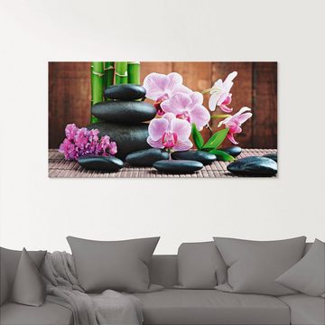 Artland Glasbild Spa Konzept Zen Steinen Orchideen, Zen (1 St), in verschiedenen Größen