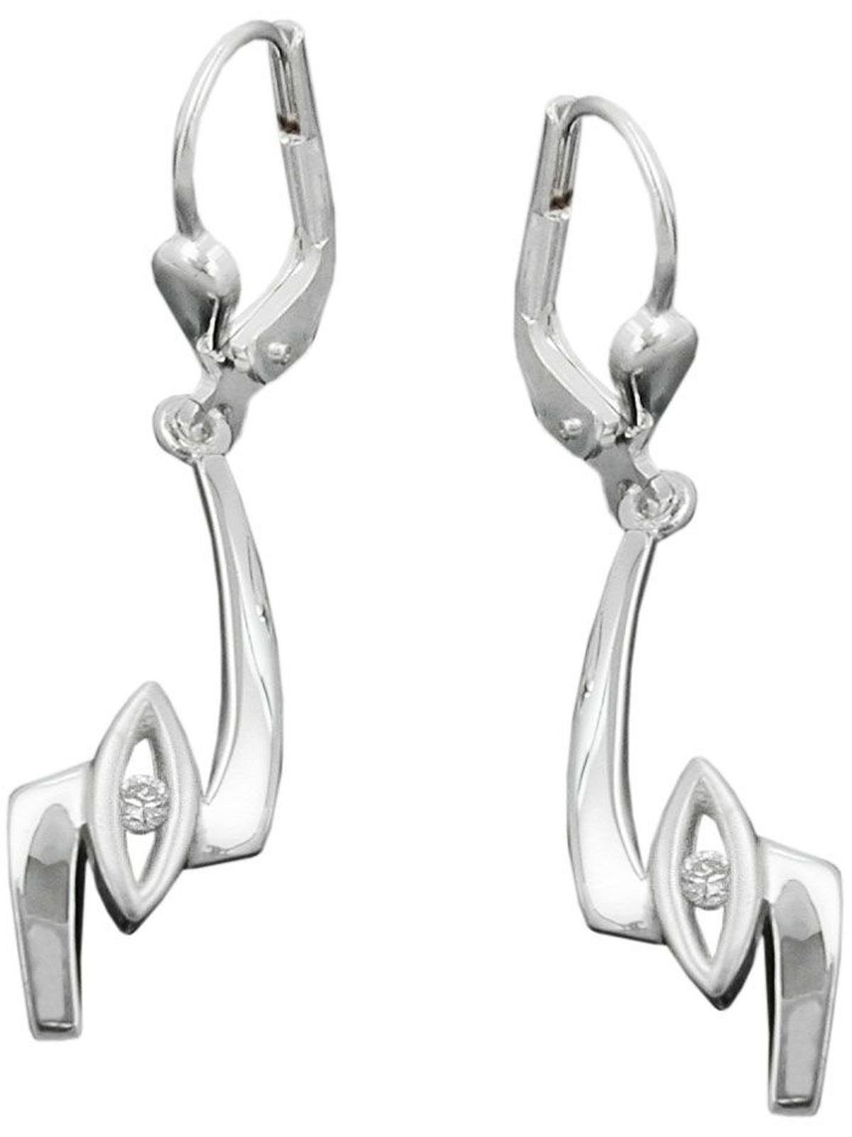 Gallay Paar Ohrhänger Ohrhänger Ohrringe 36x8mm Zickzack mit Zirkonia glänzend Silber 925 (1-tlg)