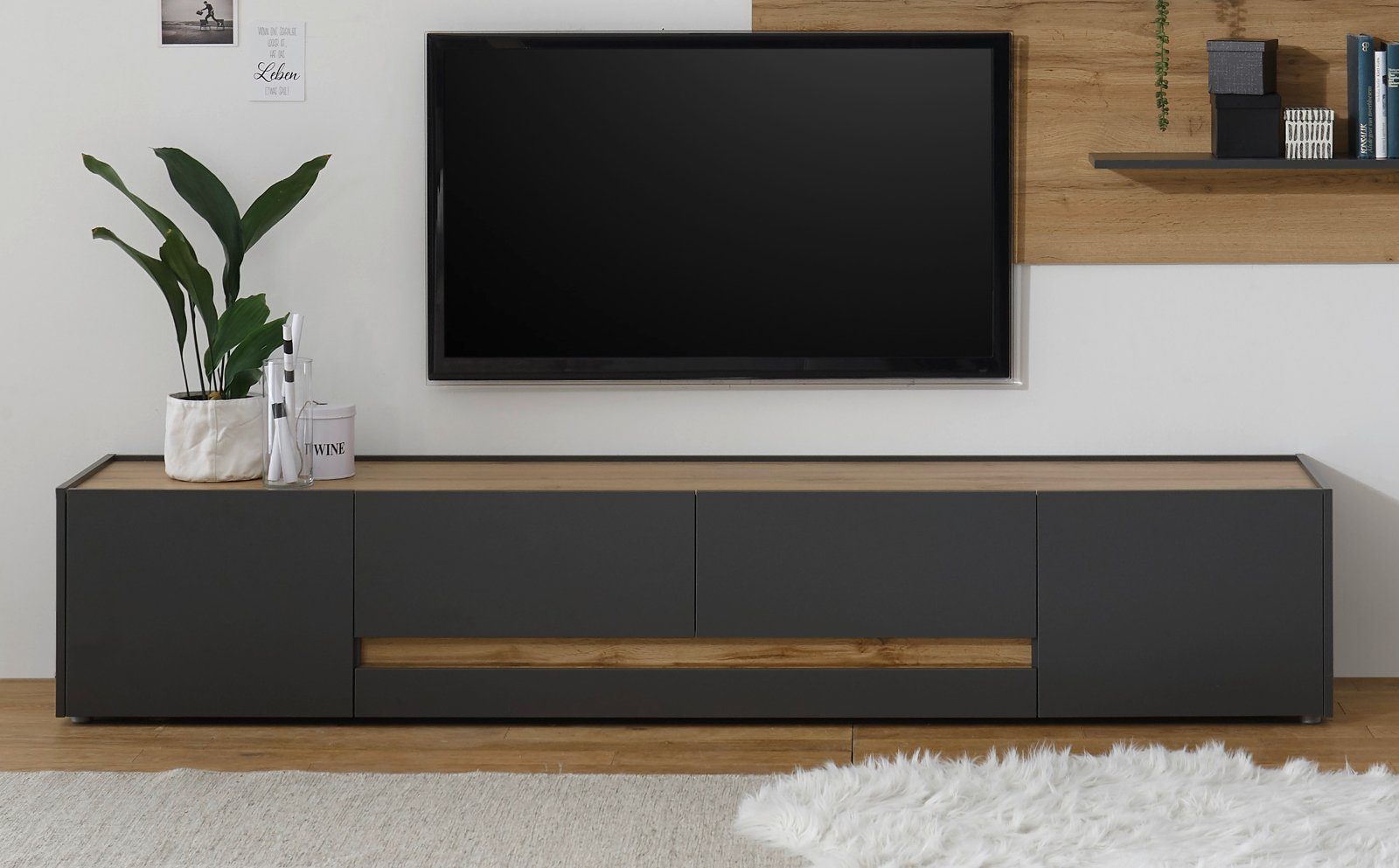 Furn.Design Lowboard Center (TV Unterschrank in grau mit Eiche, Breite 223 günstig online kaufen