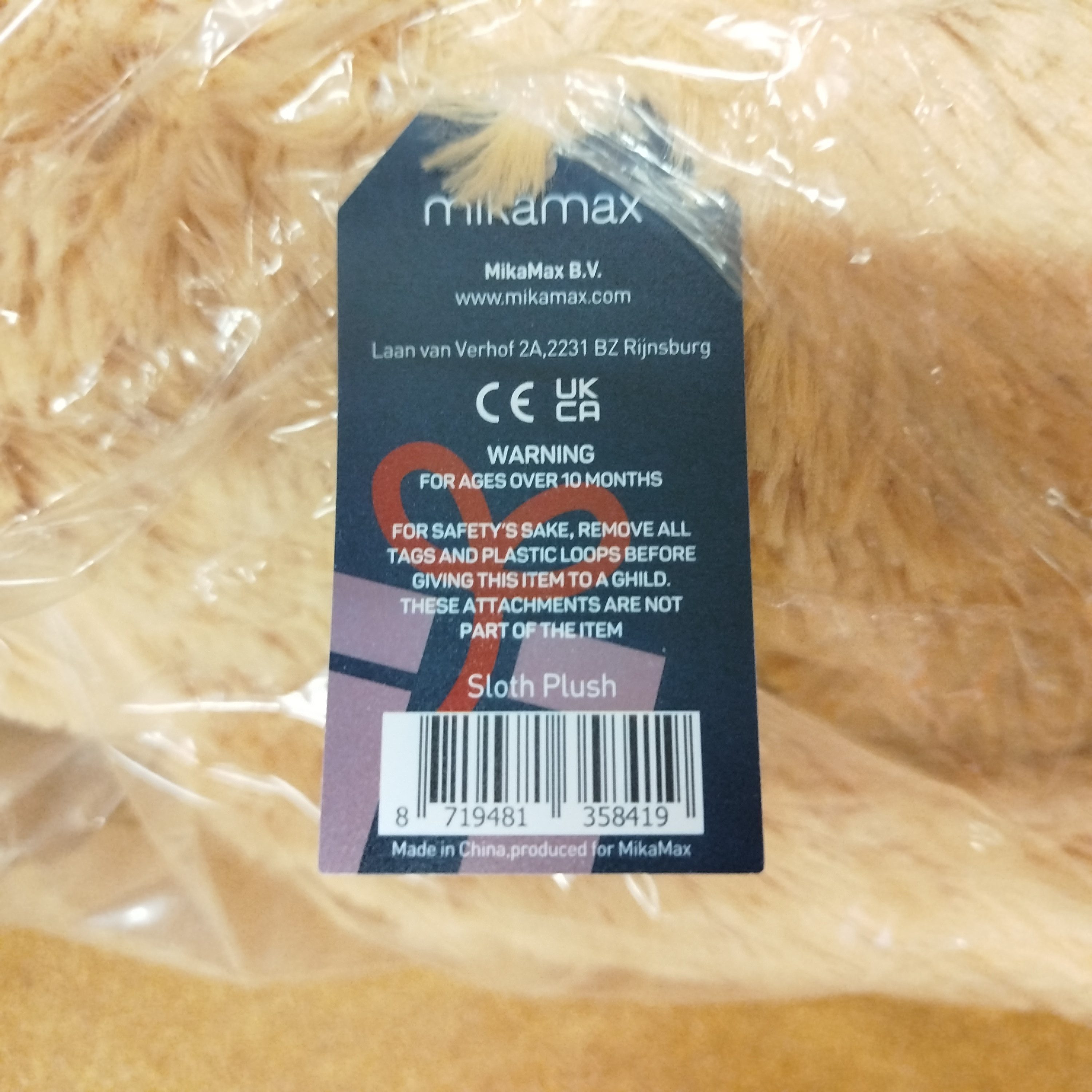 Mikamax Kuscheltier XXL Faultier Kuscheltier mit Klettverschlüssen
