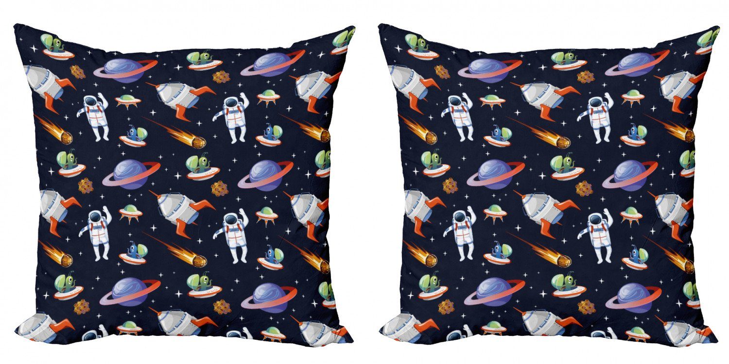 Kissenbezüge Modern Accent (2 Stück), Abakuhaus Asteroid Doppelseitiger Astronaut Galaxy Ausländer Digitaldruck, UFO