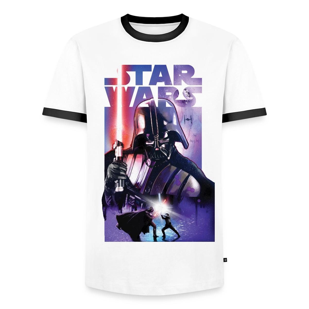 T-Shirt Star Wars Darth Vader Mit Rotem Lichtschwert Männer Kontrast T-Shirt
