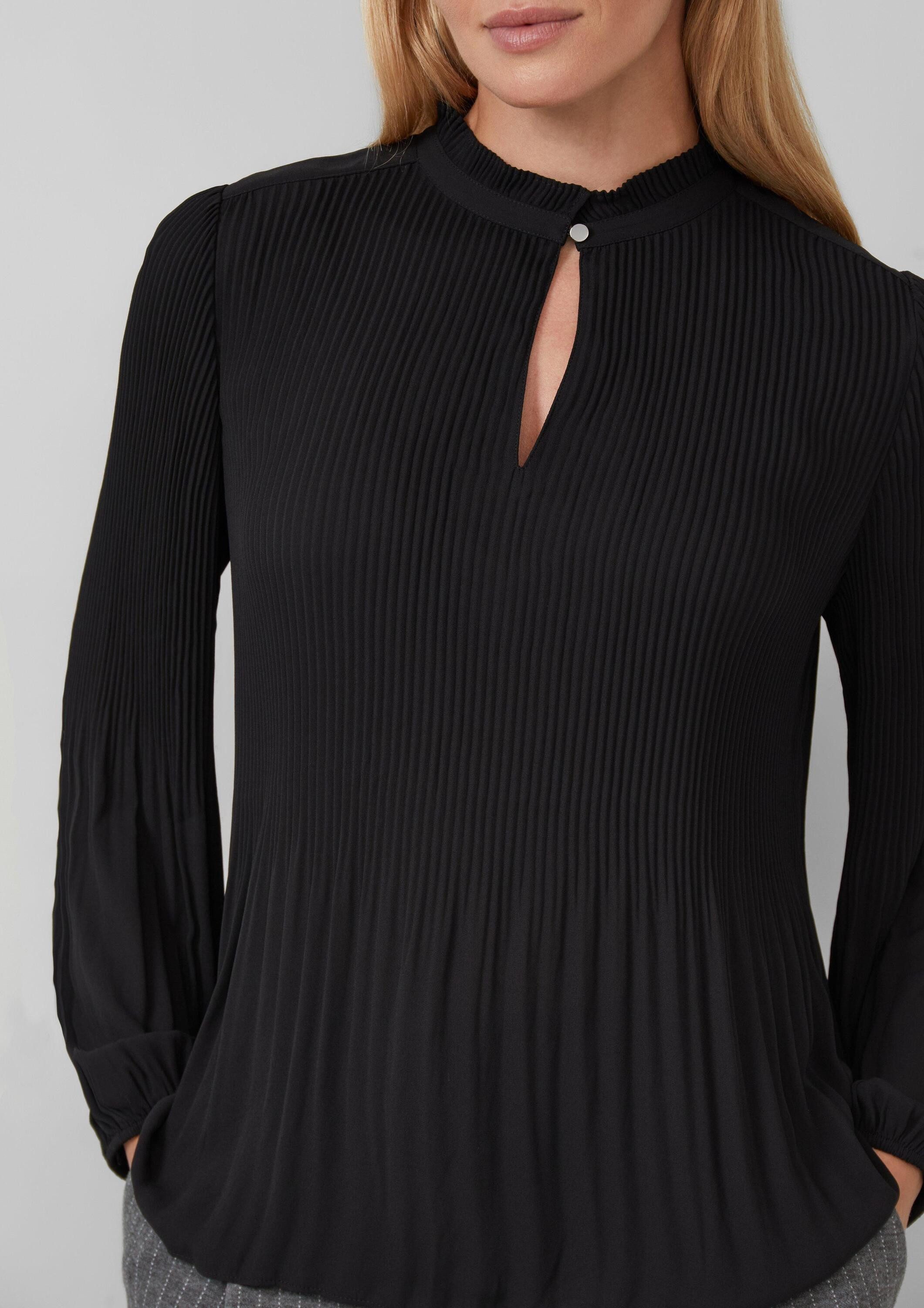 s.Oliver Langarmbluse Bluse Plissierte Bluse aus Crêpe mit Stehkragen – Bild 4 von 5