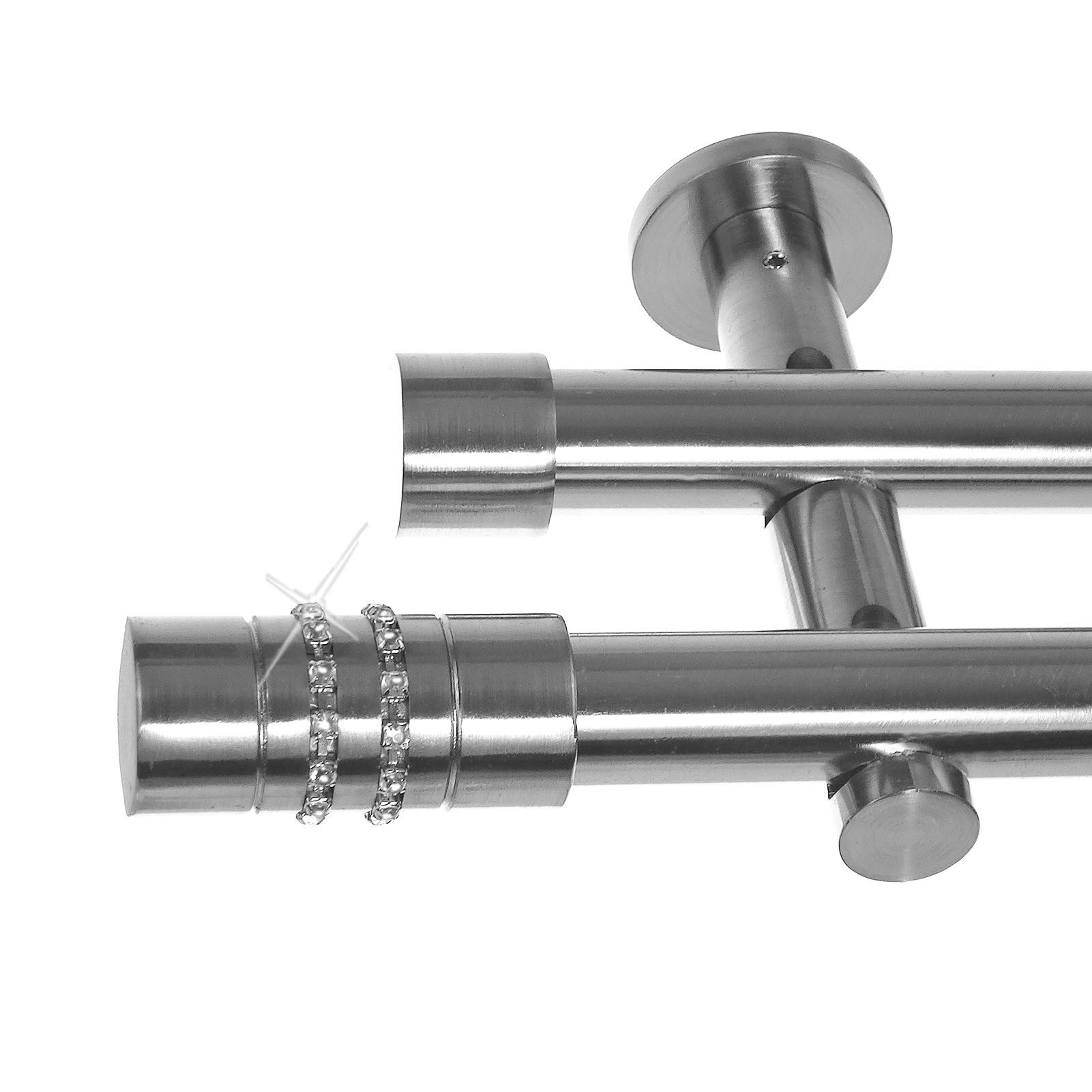 BASIT Gardinenstange Edelstahloptik 20mm mit Wandträgern günstig online kaufen