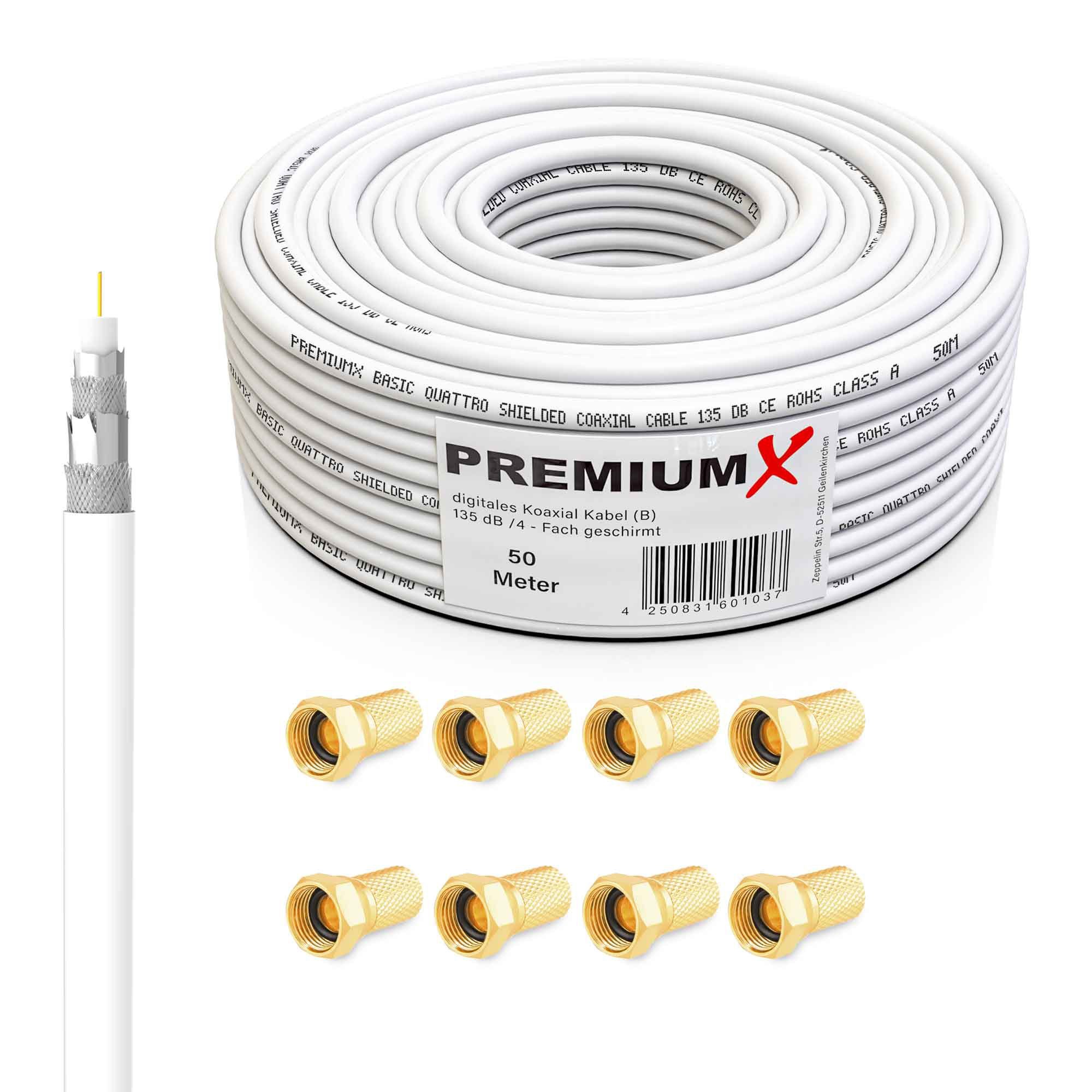 PremiumX SAT Anlage 80cm Antenne Quad LNB 50m Kabel Wandhalter 45cm SAT-Antenne – Bild 5 von 5