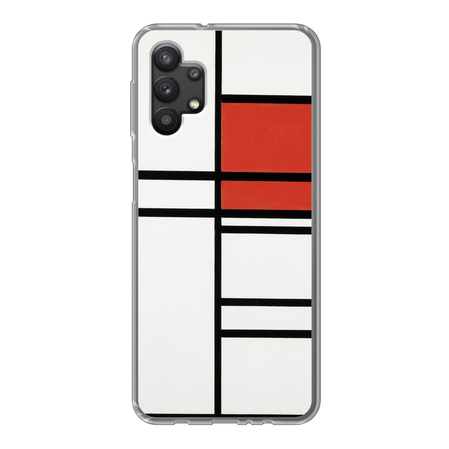 MuchoWow Handyhülle für Samsung Galaxy A32 5G Komposition mit Rot und Weiß - Piet Mondrian, Smartphone-Bumper, Print, Handy Schutzhülle Dünn