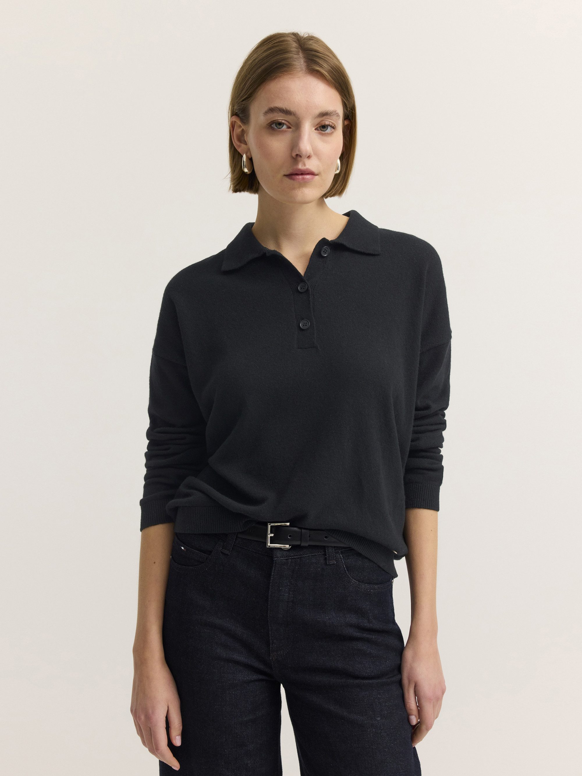 bugatti Rundhalspullover Regular Fit Regular Fit Kaschmir-Mix Polokragen