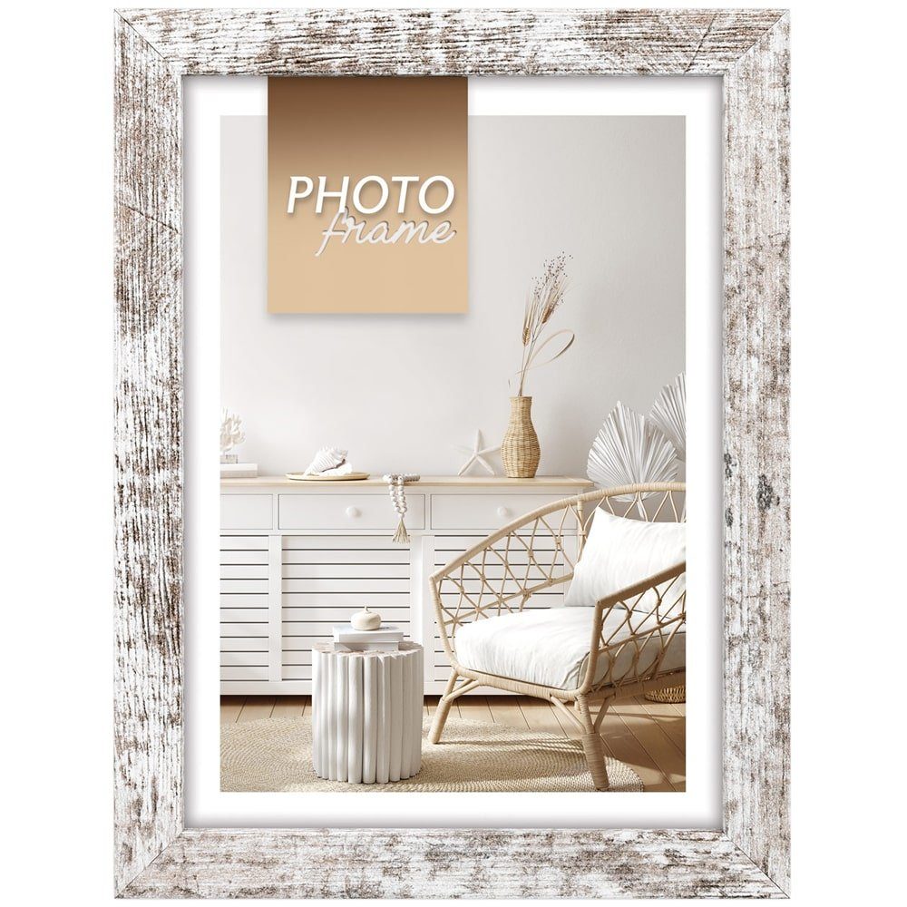 matches21 HOME & HOBBY Bilderrahmen Holz Bilderrahmen rechteckig weiss / br günstig online kaufen