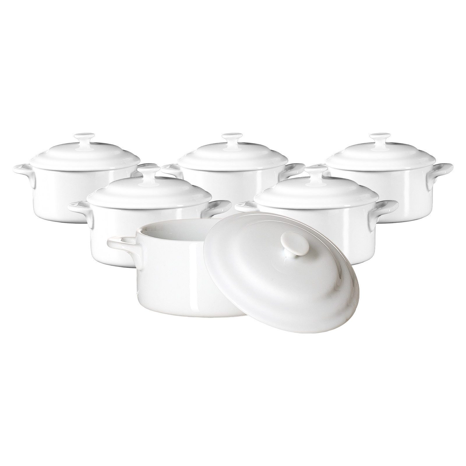 Ritzenhoff & Breker Suppenschüssel Bianco Mini-Terrinen 10 x 5,2 cm 6er Set, Porzellan, (6-tlg)