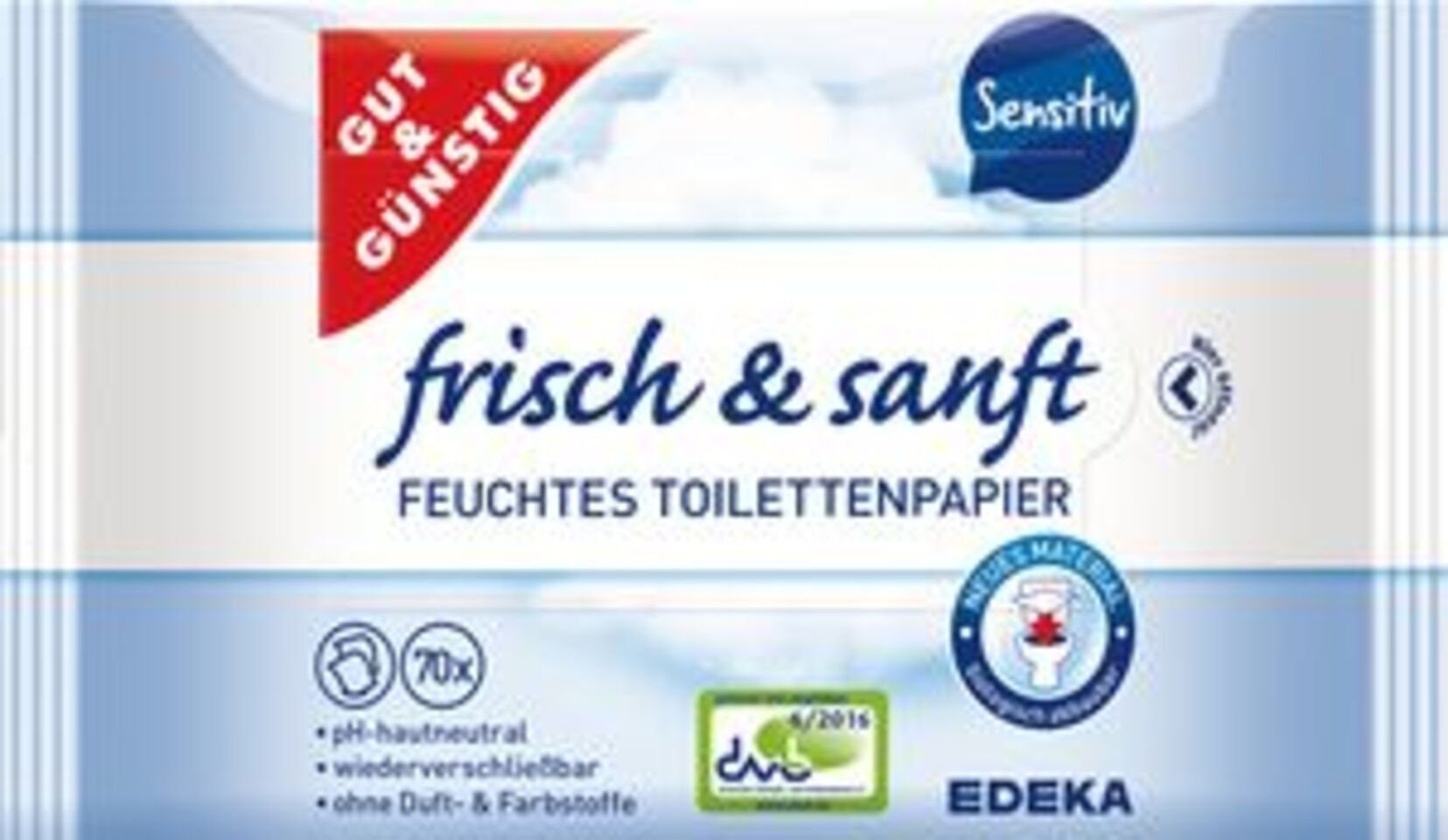 Gut & Günstig feuchtes Туалетная бумага Feuchtes Туалетная бумага Sensitive 70er 00345239, 1-tlg.