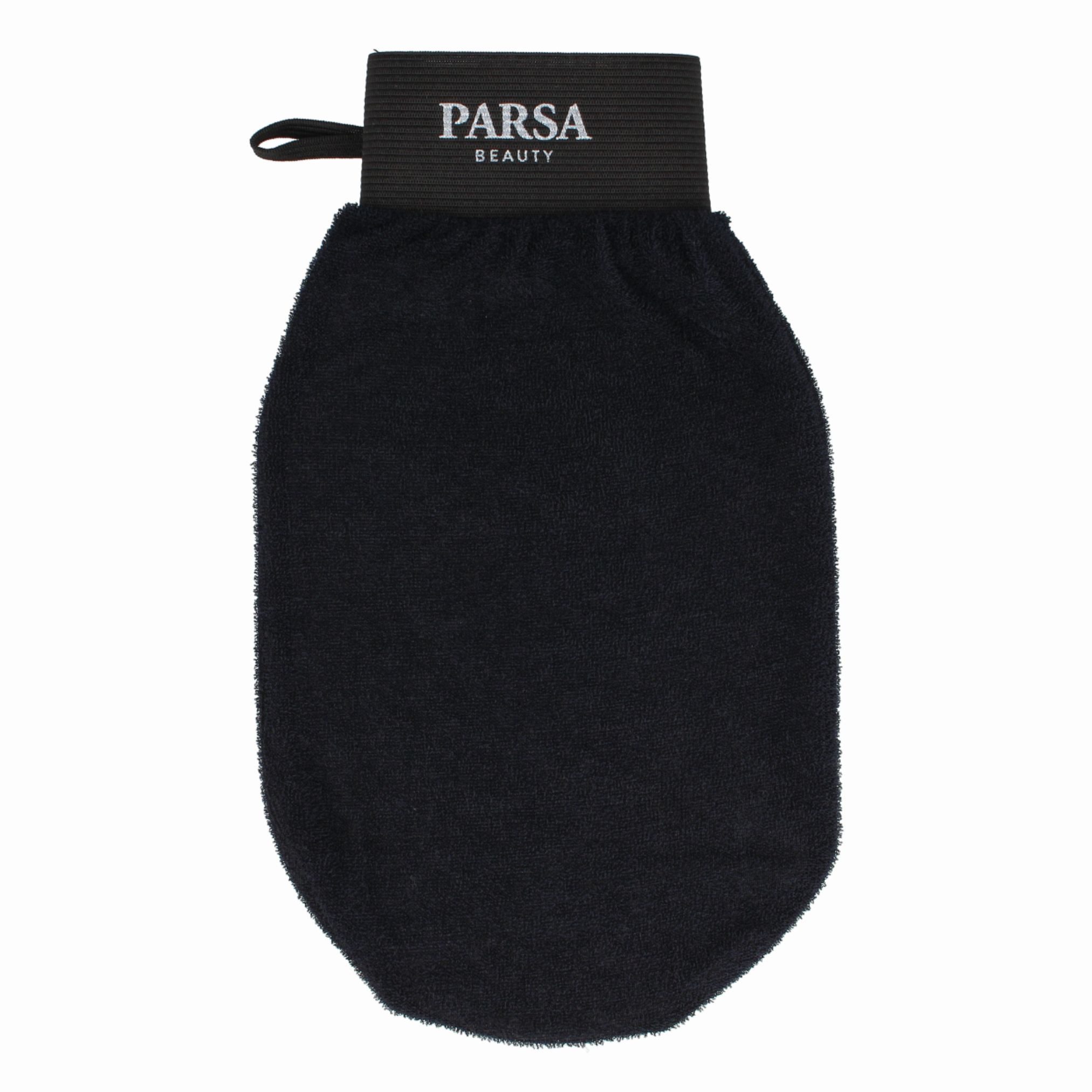 PARSA Beauty Waschhandschuh Wellness Peelinghandschuh Schwarz, Viskose für seidig glatte Haut