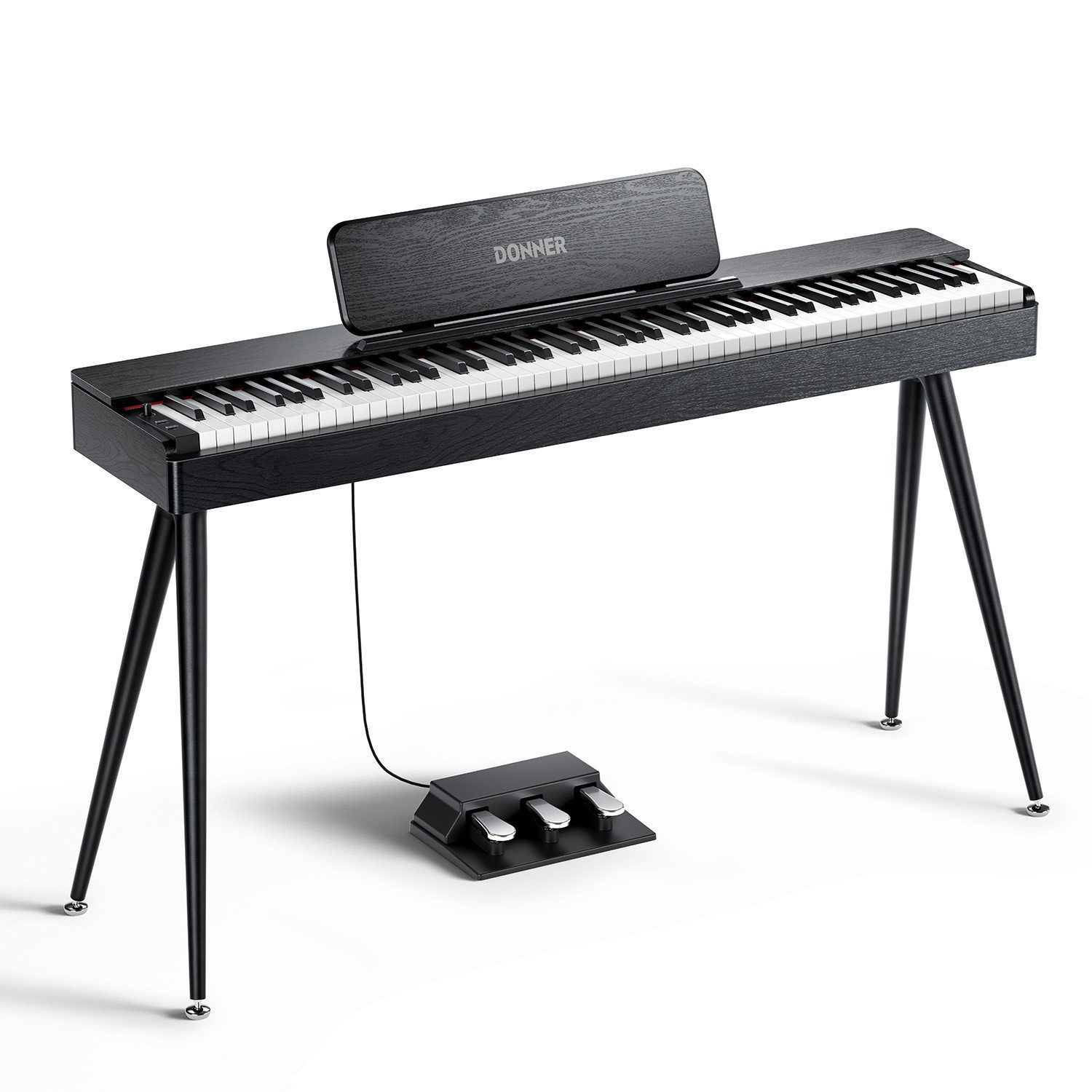 Donner Digitalpiano DDP 80 Upgrade Gewichtete Tasten mit Konzertstrings und Orgelklang (Set, mit Notenständer, Dreifachpedal, Netzteil), für Anfänger,Elektrisches Tastaturklavier zu Hause,128 Polyphonie
