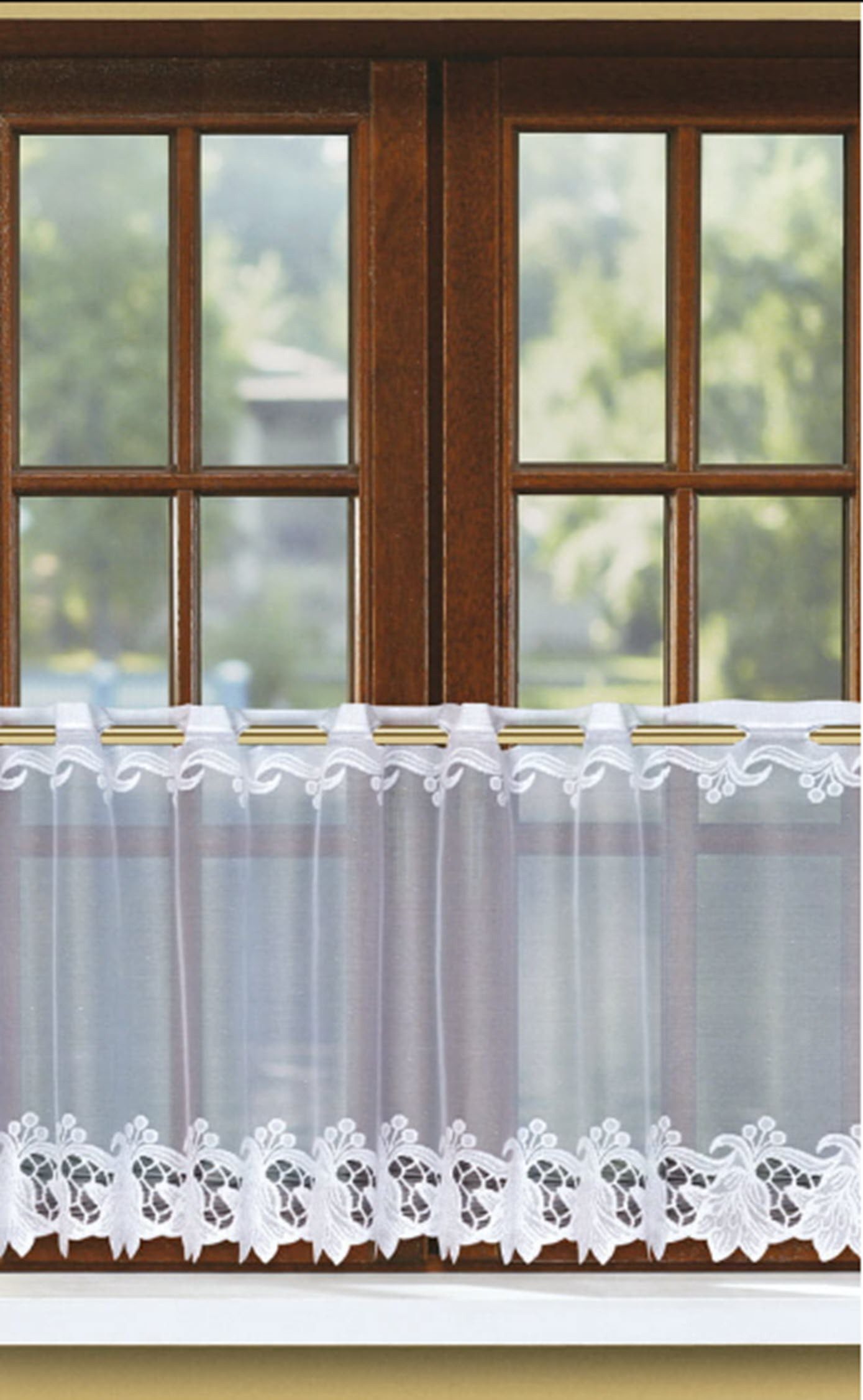 QBTEXTIL Scheibengardine Weiß 31153 Blumenmuster Durchbruchmuster günstig online kaufen