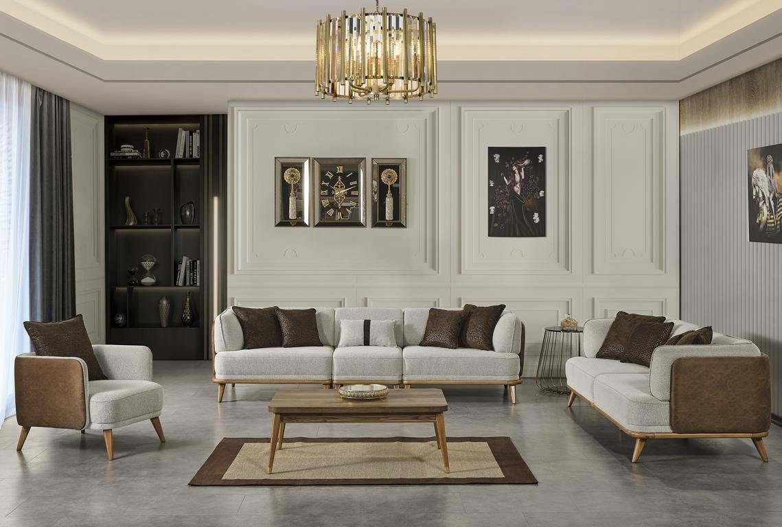 JVmoebel Sofa Sofa Möbel, Modern Grau Sitzer Elegantes Holz 2 Europa Design Luxus in Made