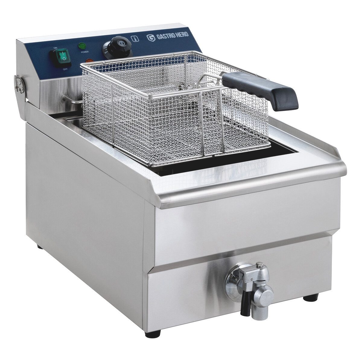 GastroHero Fritteuse Elektro Fritteuse 13 Liter 5 kW Edelstahl Ablasshahn Gastro, 5000 W