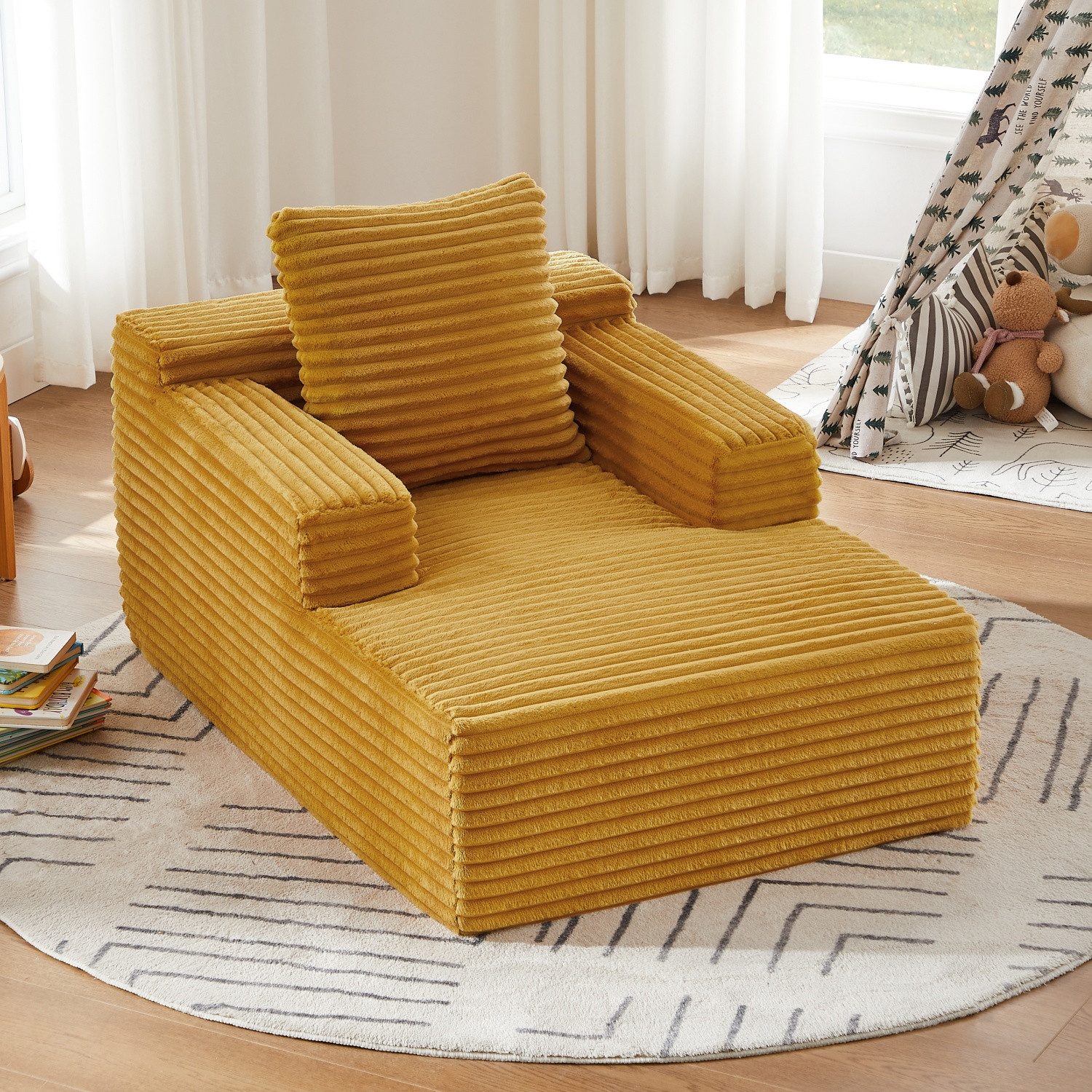 ANYSUN Sofa Cord-Schlafsofa,Relaxsessel,Loungesessel,Loungesofa, 117 × 81 × 50 cm Bequemes Einzelsitz-Bodensofa,Relaxsessel Cord,Lesesessel bequem, fur Wohnzimmer, Büro & Wohnung,Apartment,ohne Montage