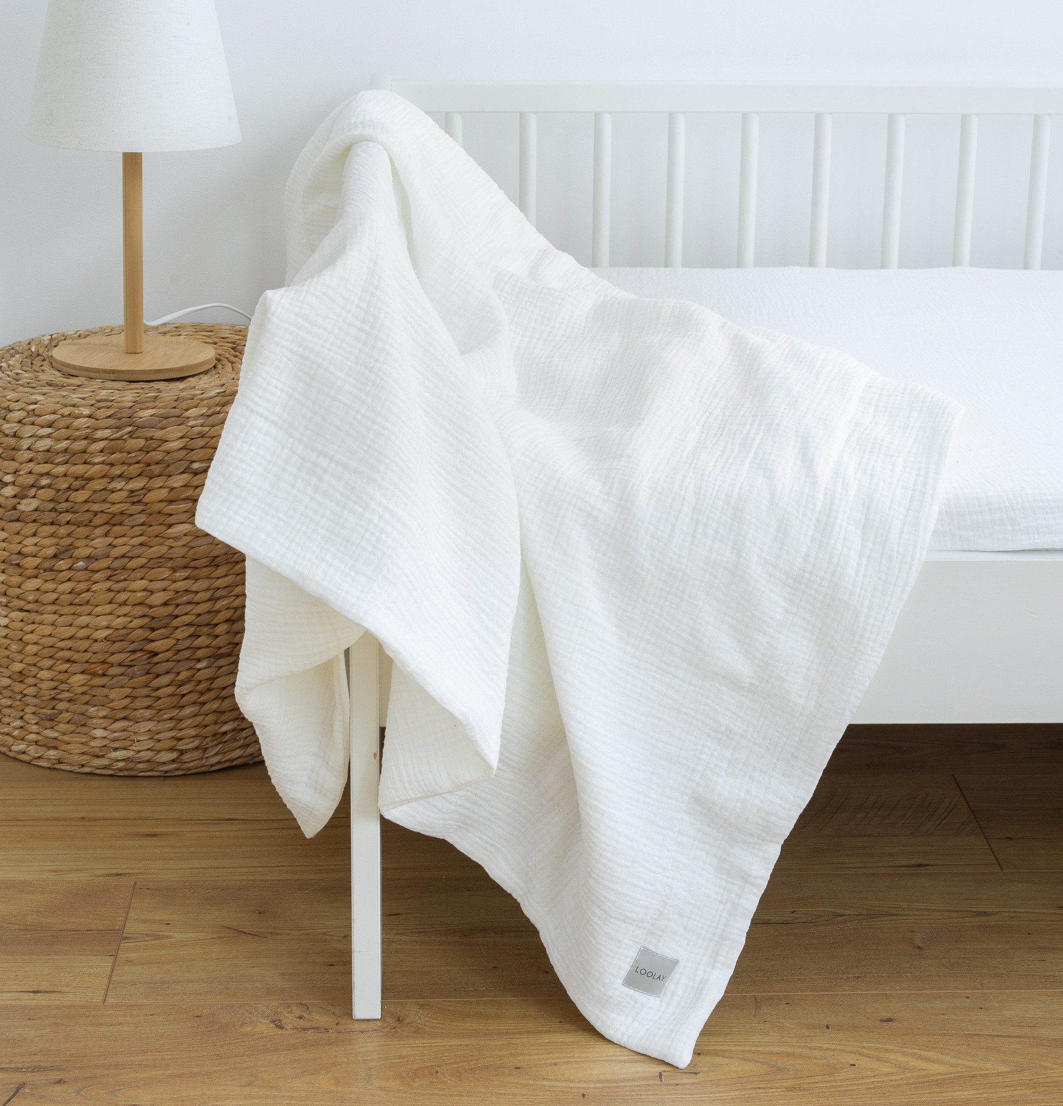 Wohndecke Musselin Tagesdecke 2-lagig dick Baumwolle Decke 120x120 150x200 cm, Loolay, Zweilagige Musselin Tagesdecke, atmungsaktiv & wärmend.