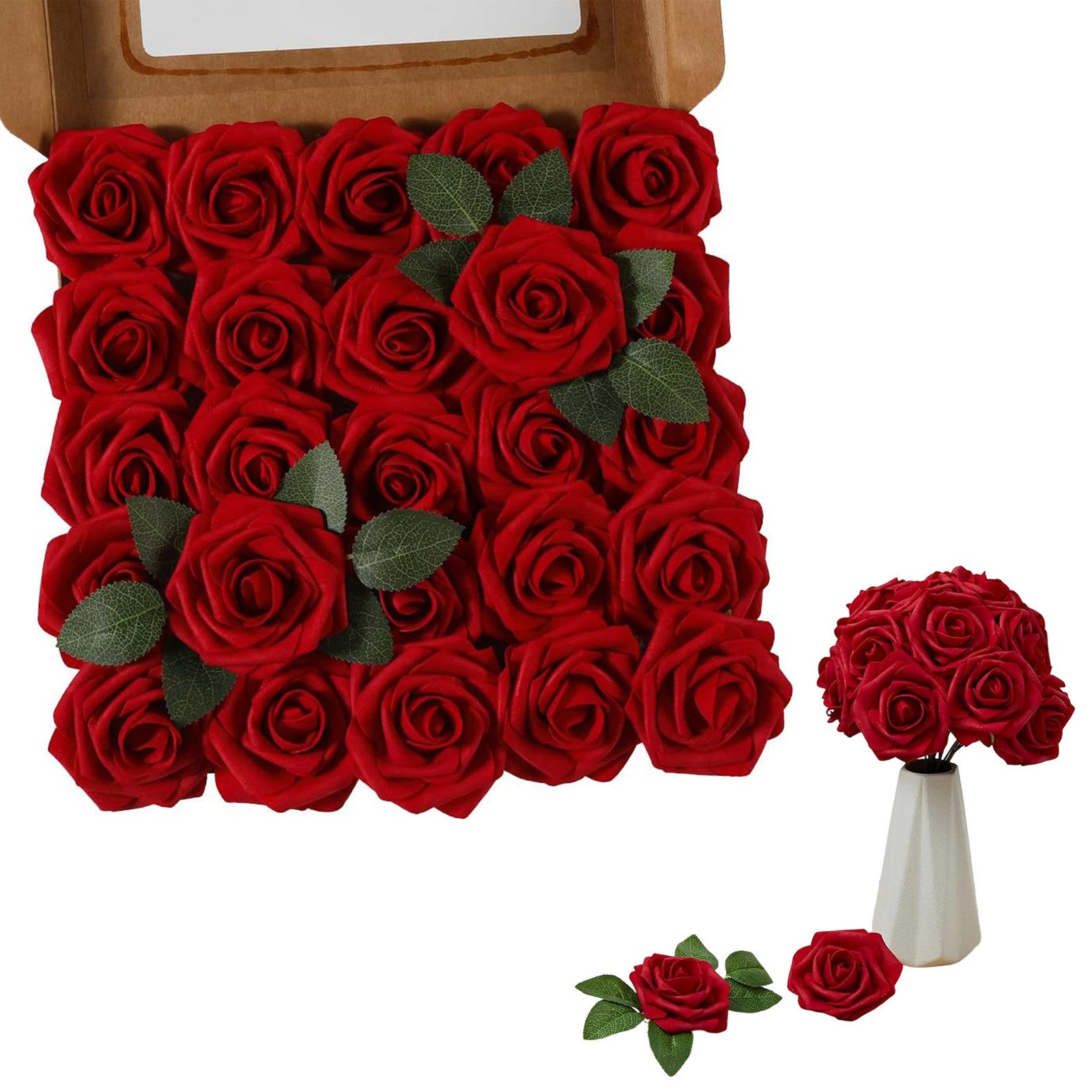 Kunstblume 25er Set Künstliche Schaumrosen Rose, REDOM, Höhe 21.5 cm, Kunst günstig online kaufen