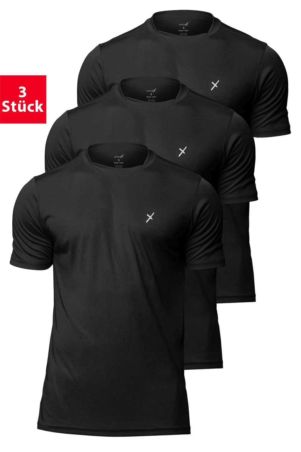 CFLEX Trainingsshirt Herren Sport Shirt 3er Pack - Fitness T-Shirt Sportswear Collection