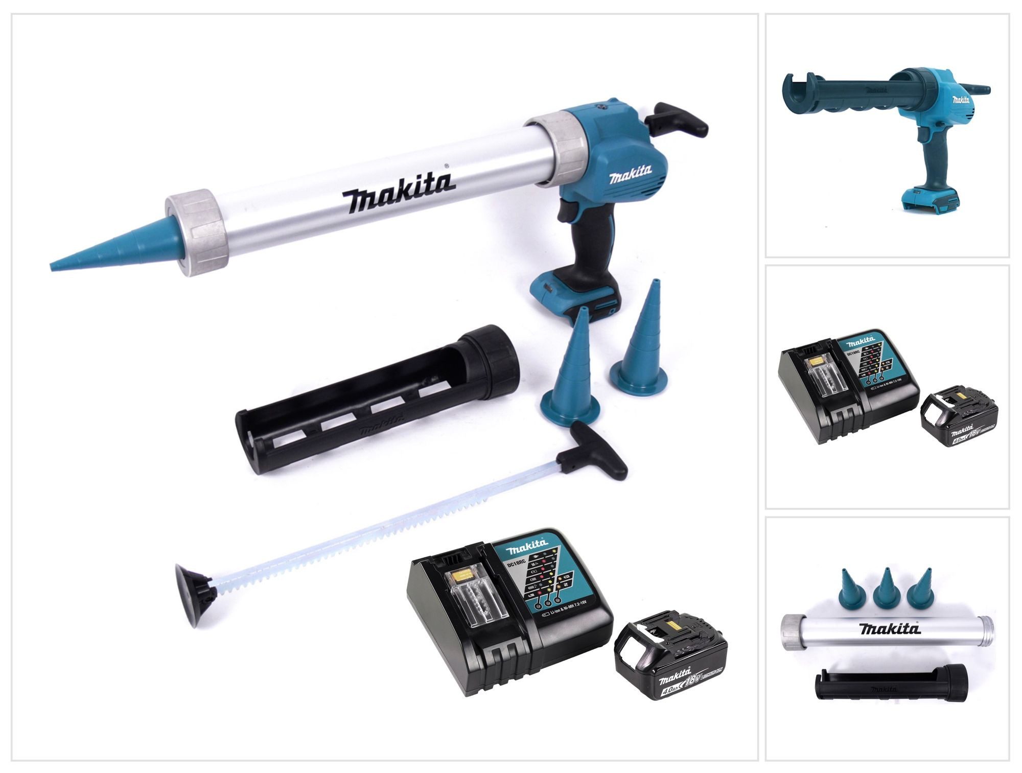 Makita Akku-Kartuschenpistole DCG 180 RM1X 18 V 300 / 600 ml + 1x Akku 4,0 Ah + Ladegerät