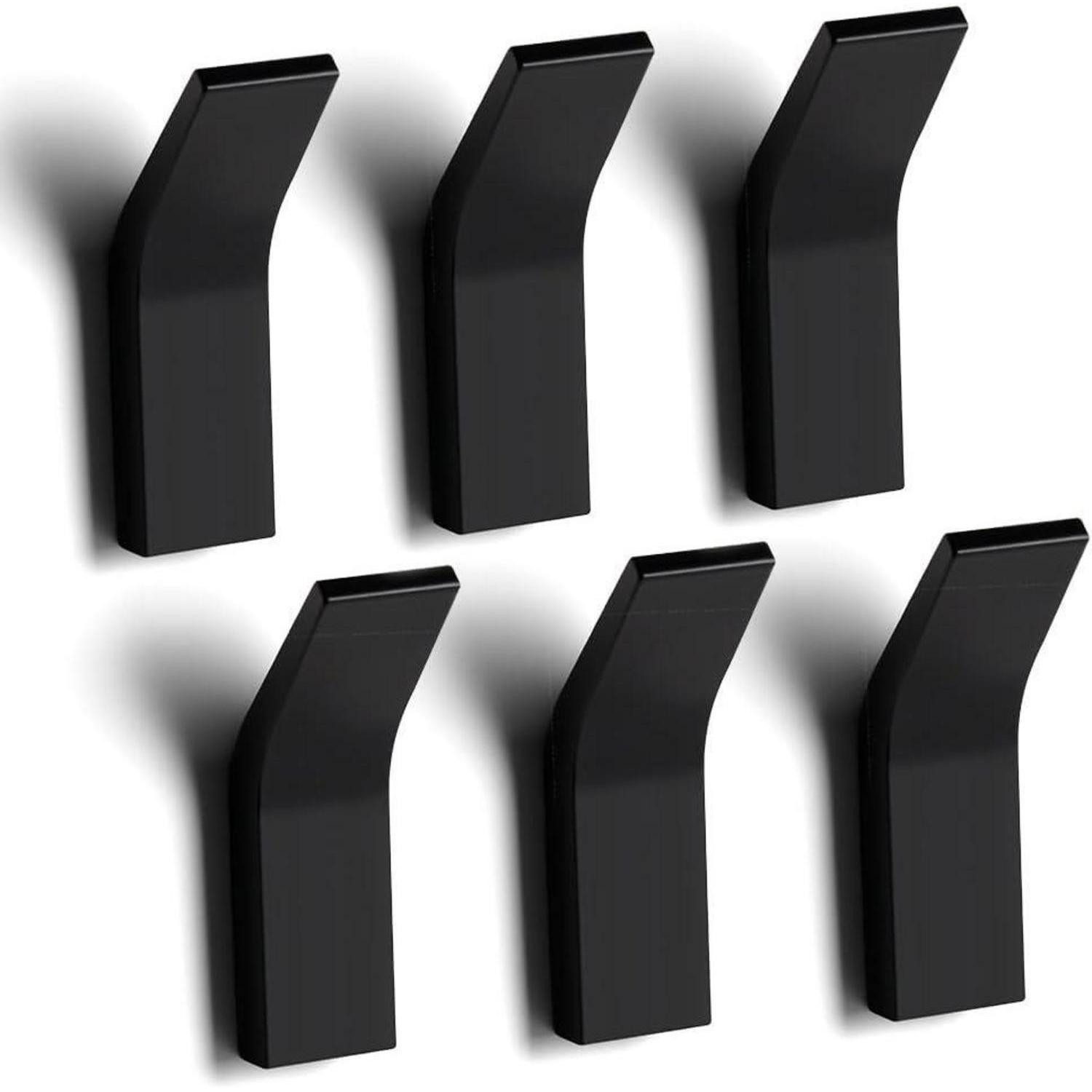 LuxusKollektion Klebehaken Kleiderhaken Wandhaken schwarz Aluminium ohne Bohren #1 Einzel 6 Stück
