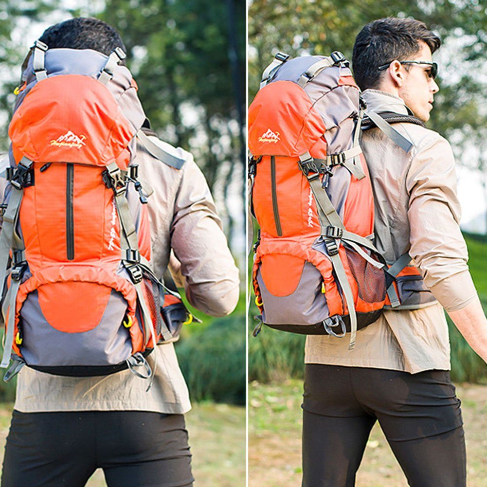 Skien Wanderrucksack Wanderrucksack 45+5LWasserdichter Trekkingrucksack für Orange Outdoor,Camping