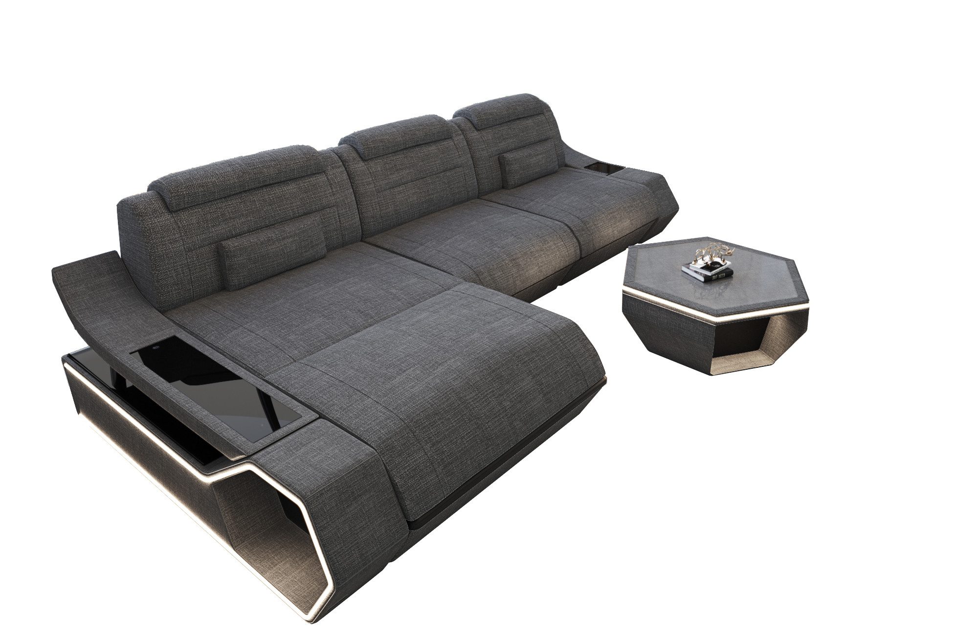 Sofa Dreams Ecksofa Polster Ecksofa Toscano L Form, LED Beleuchtung