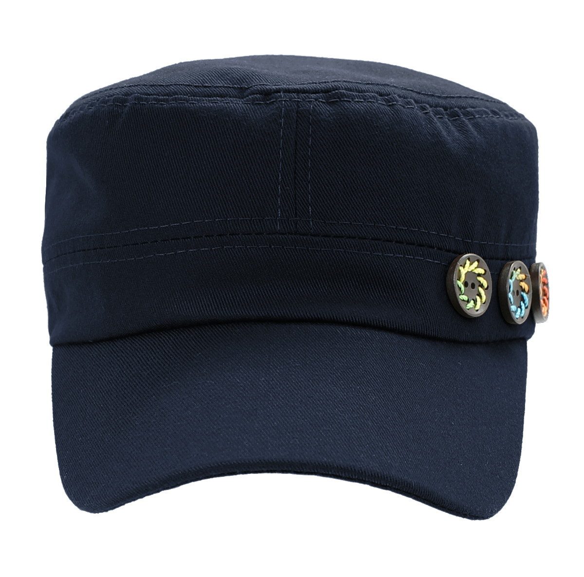 dy_mode Army Cap Army Cap Unifarbe Schirmmütze Herren Mütze Damen Kappe mit peppigen Holzknöpfen