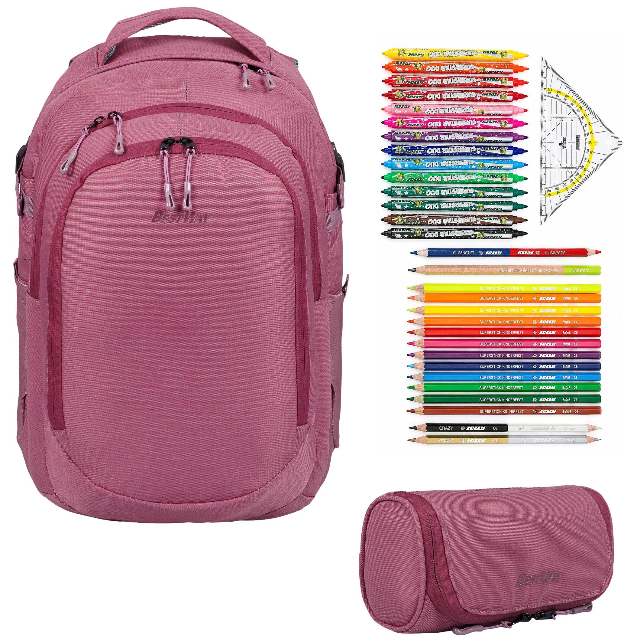 Schulrucksack Mädchen Jungen Schultasche Schulmappe Solid