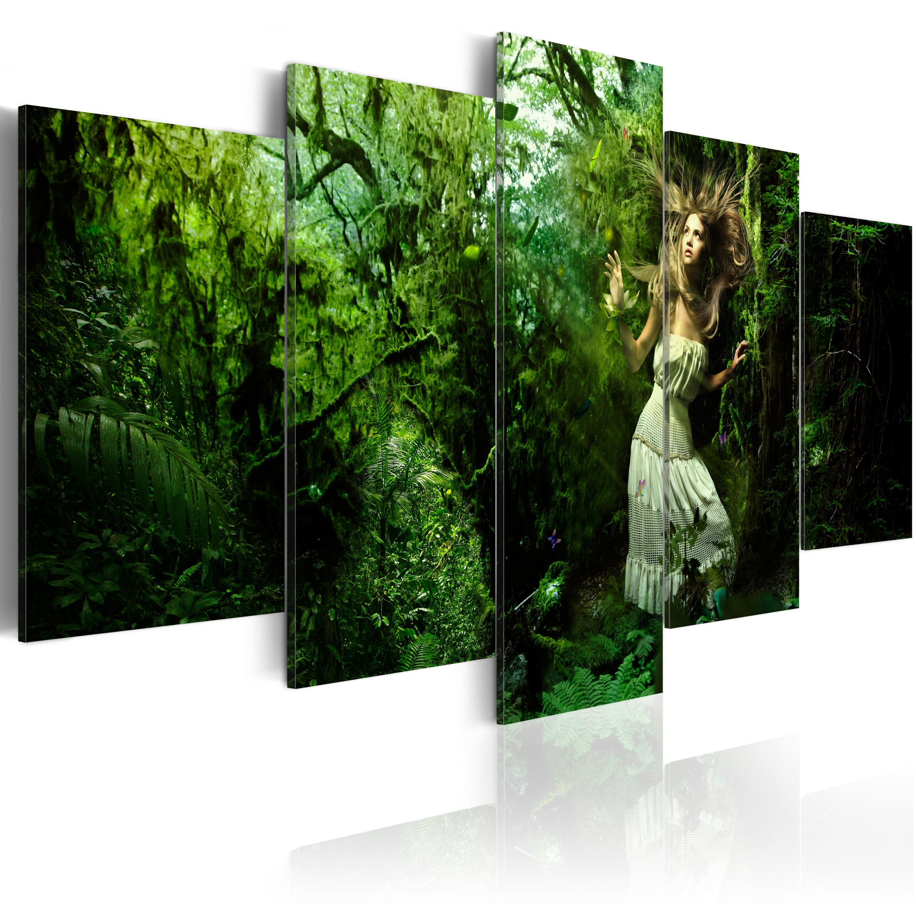 Artgeist Wandbild Verloren im tiefen, grünen Wald