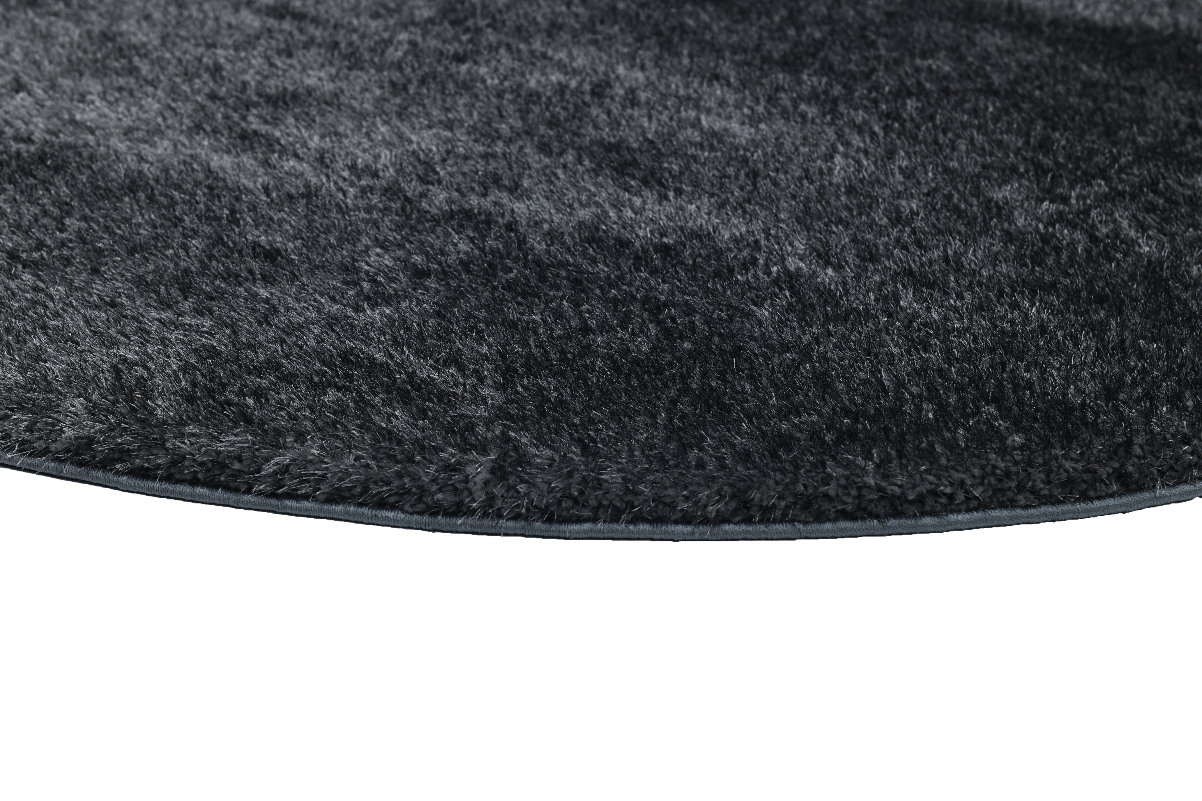 Hochflor-Teppich Malin, Home affaire, schwarz mm, Höhe: flauschig Mikrofaser durch rund, besonders Uni-Farben, glänzend, leicht 43