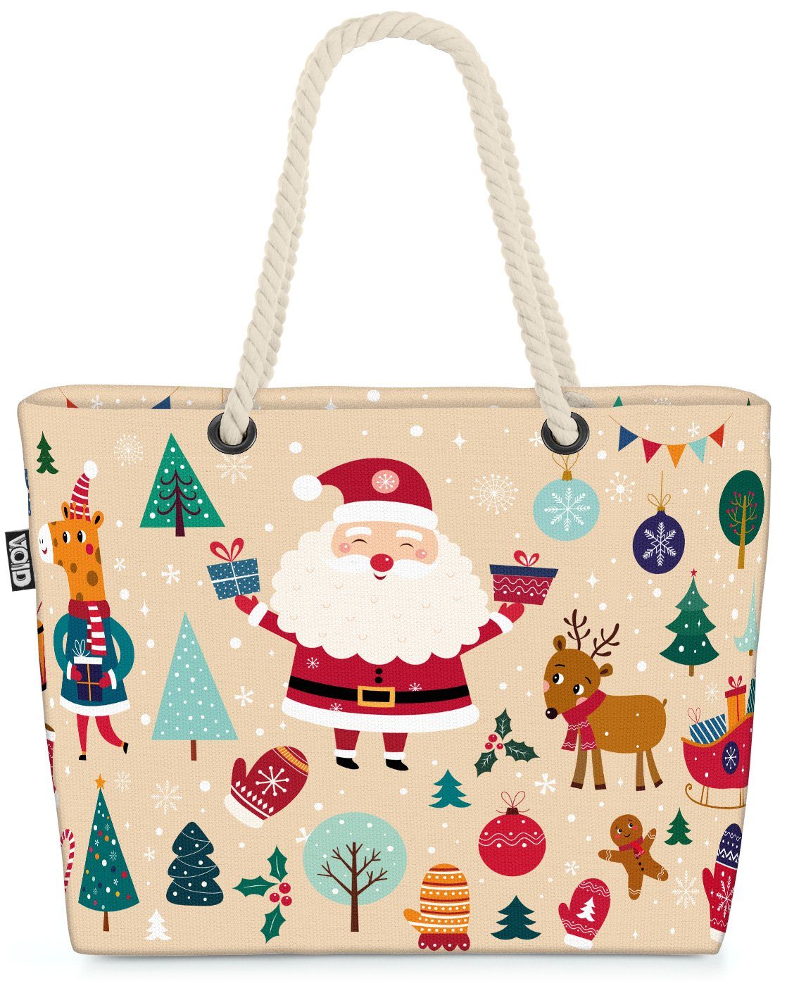 VOID Strandtasche (1-tlg), Weihnachtsgeschenke 2 Beach Bag Weihnachten Geschenke Nikolaus Rentier Winter C
