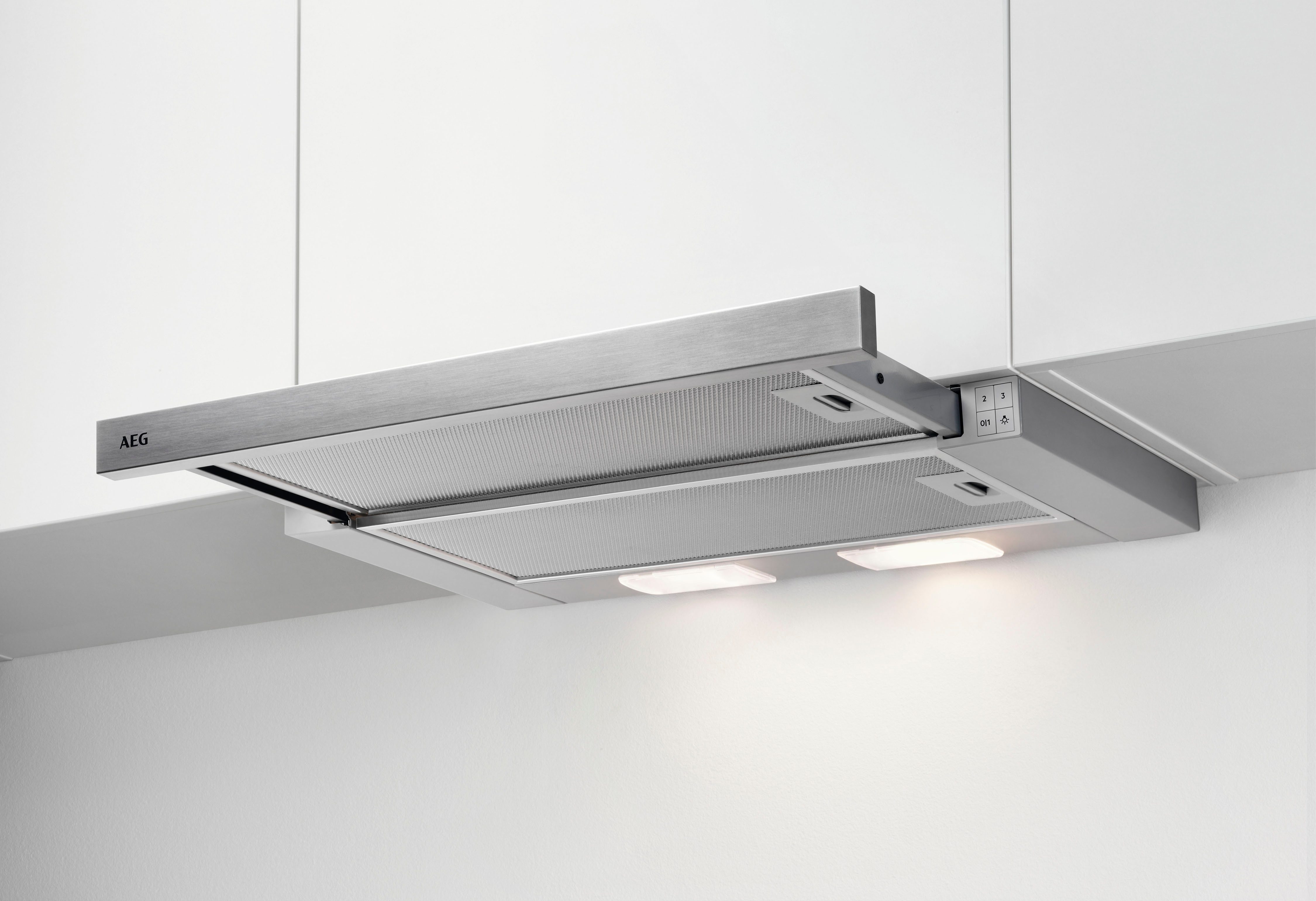 AEG Flachschirmhaube DPS362AS Serie 5000 Abluft- und Umluftbetrieb, mit LED-Leuchtstreifen