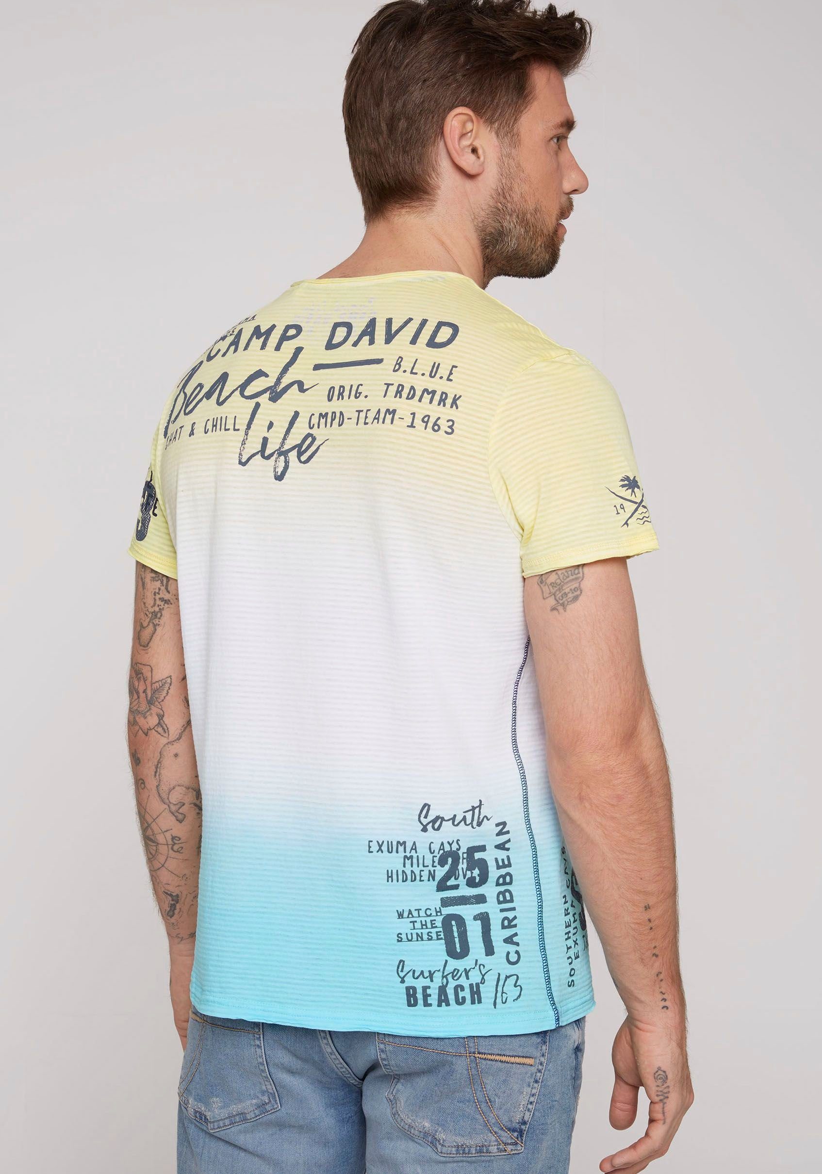 CAMP T-Shirt Schriftzügen DAVID sun mit banana