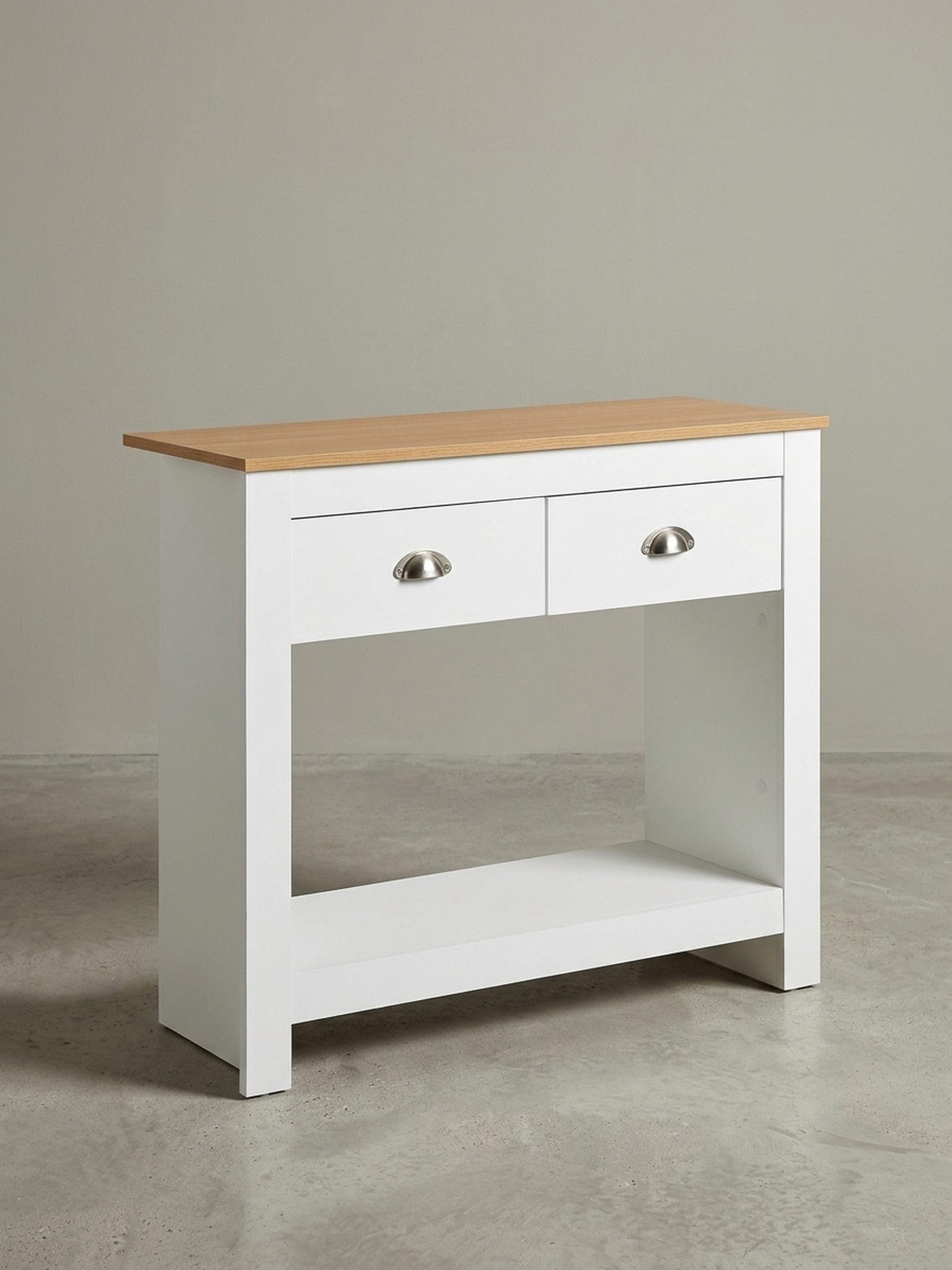 KADIMA DESIGN Konsolentisch Design-Ablagetisch, mit Schubladen & viel Stauraum, Eiche-Weiß