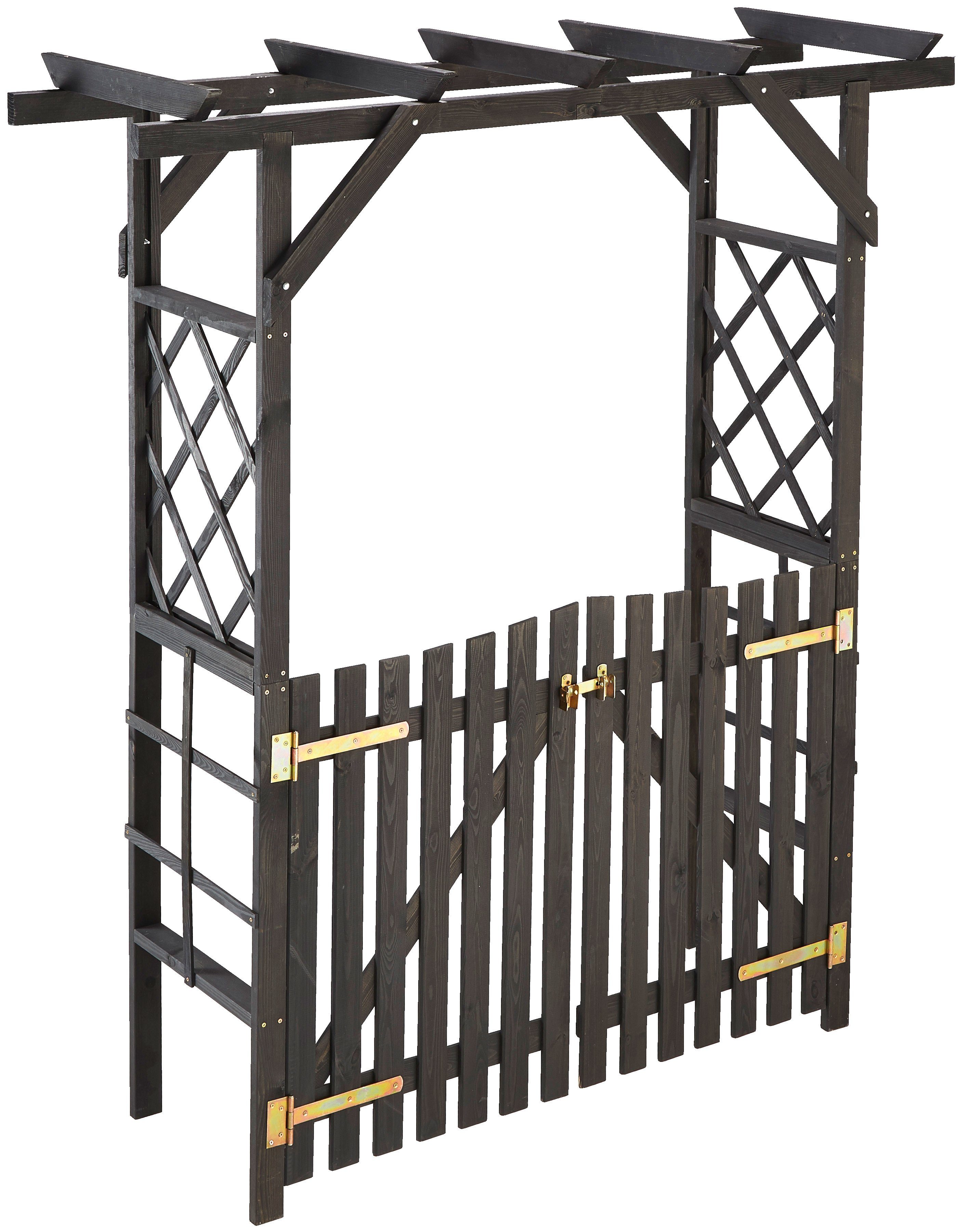 promadino Rosenbogen Pergola Ben Set, BxTxH: 200x65x208 cm, mit Türen, anthrazit